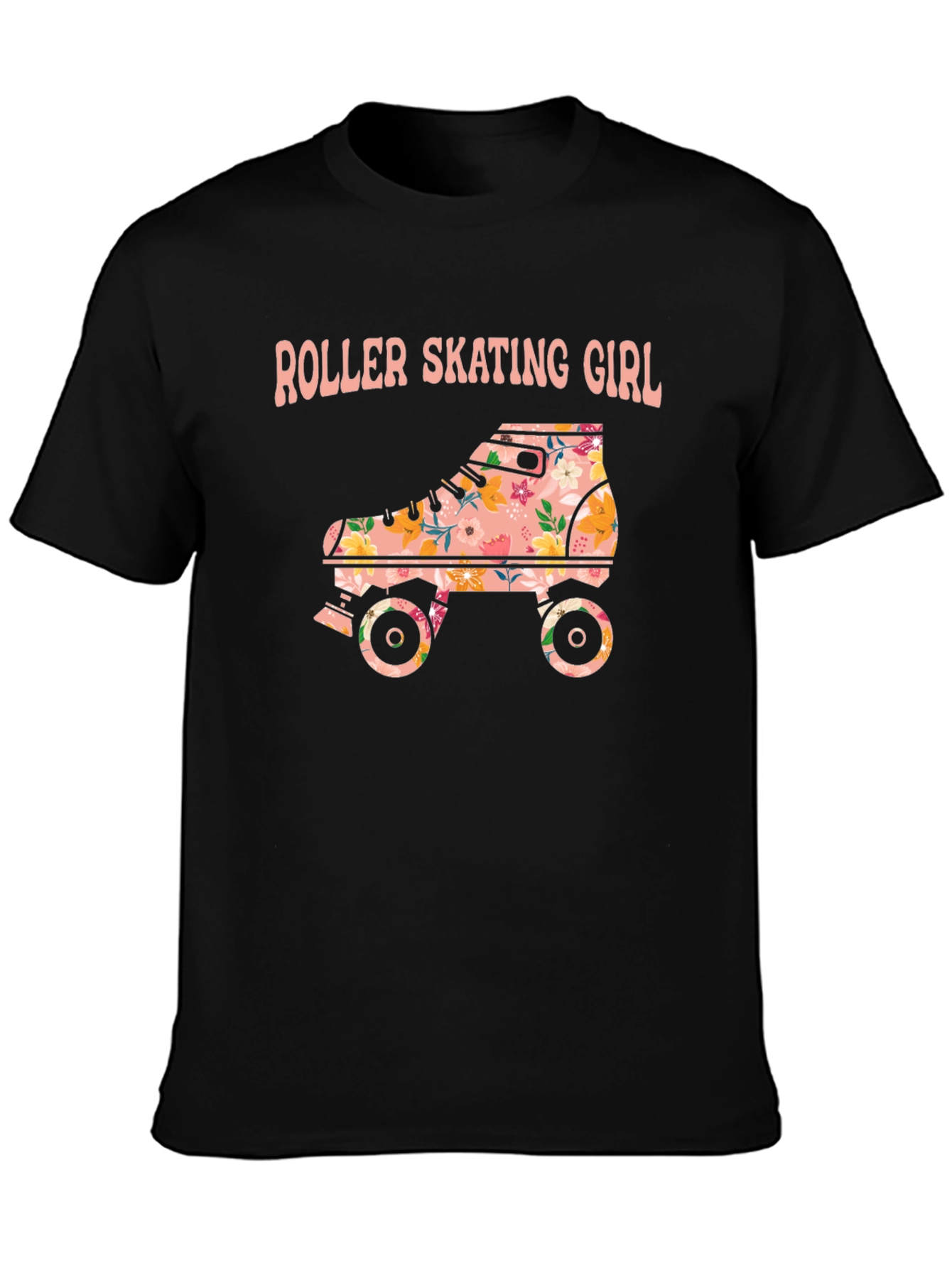 Roller Skating Girl Floral T-Shirt
