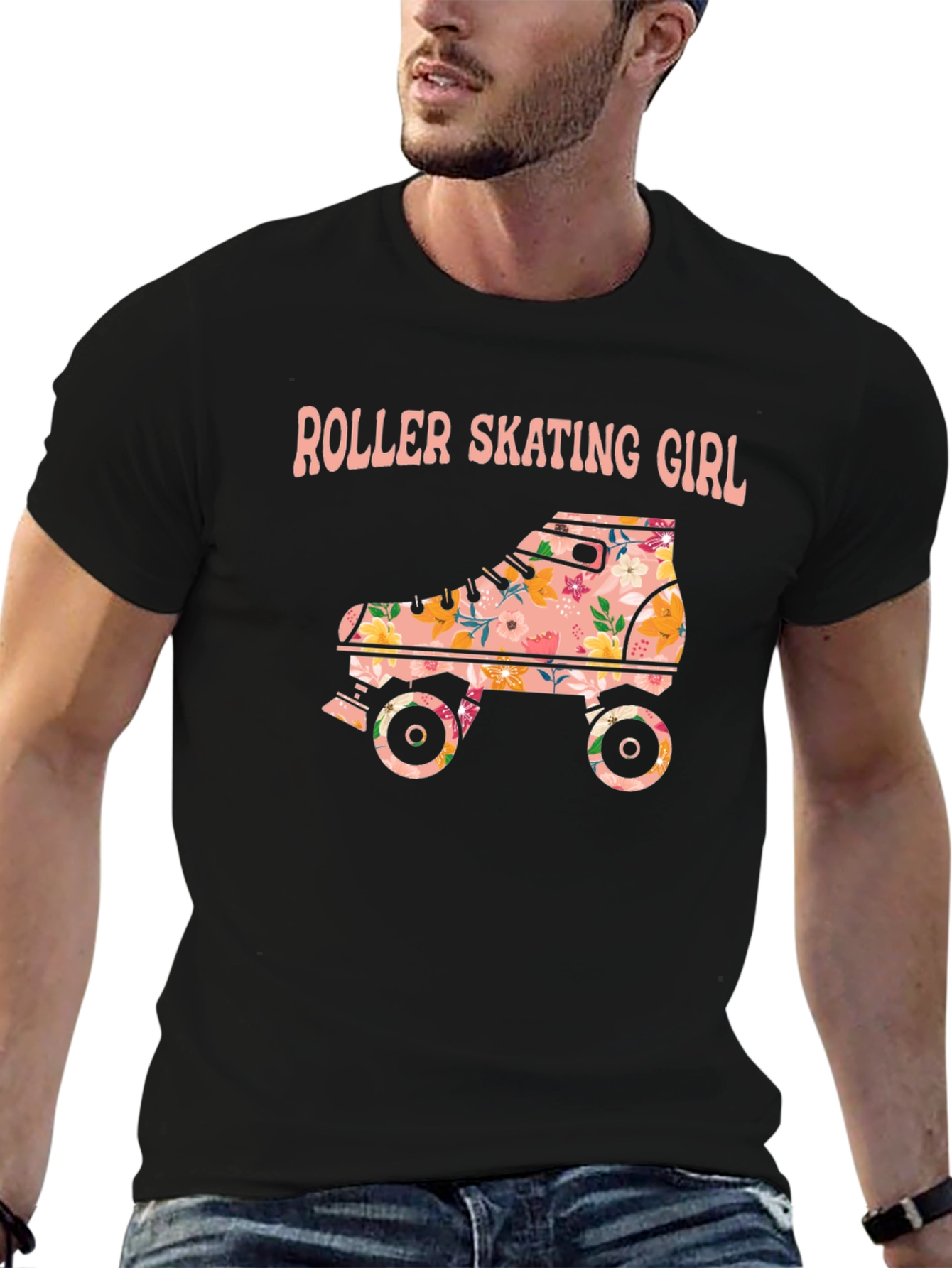 Roller Skating Girl Floral T-Shirt