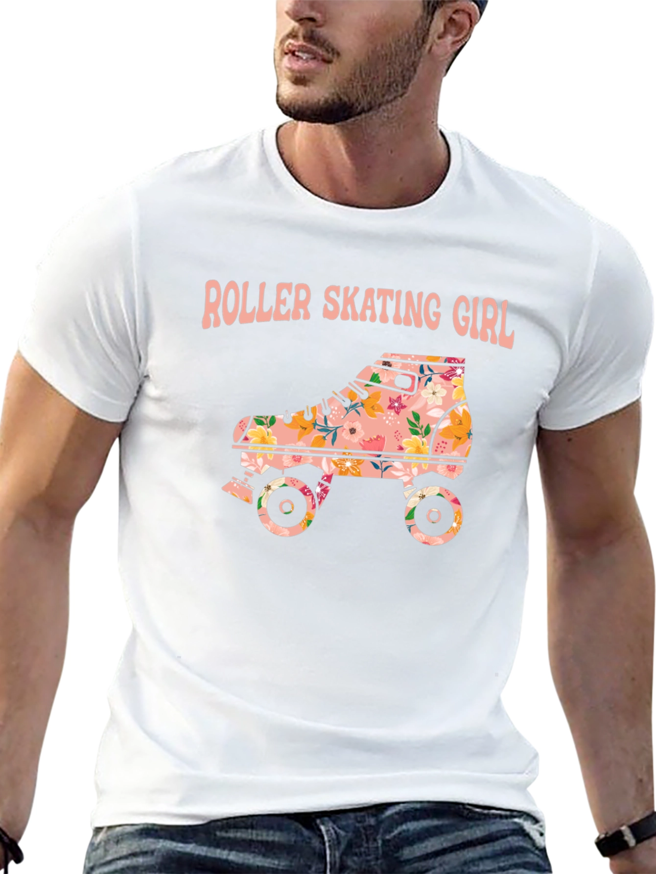 Roller Skating Girl Floral T-Shirt