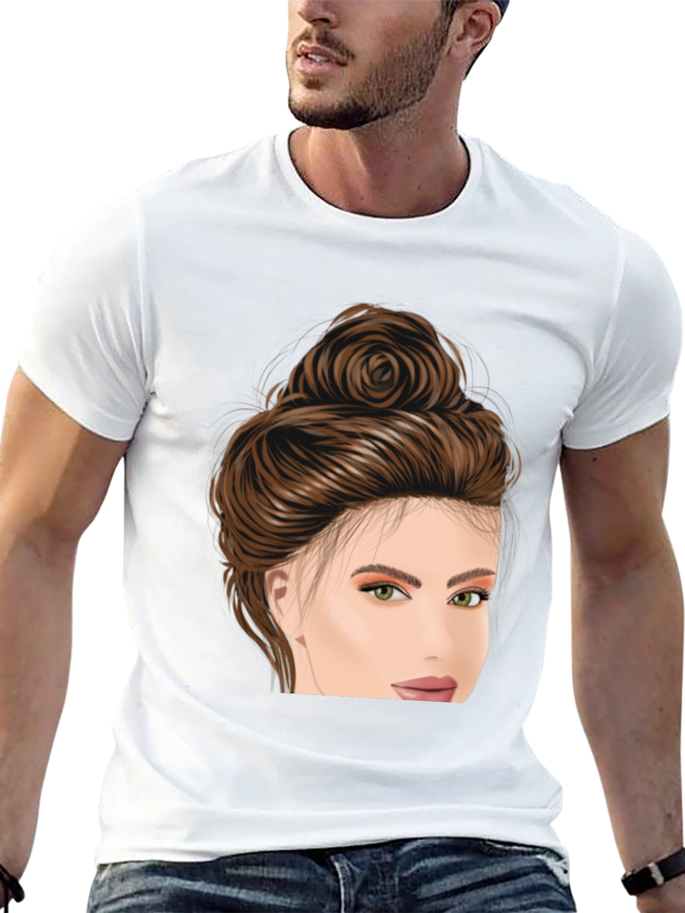 Woman Face Graphic Print Black Tee