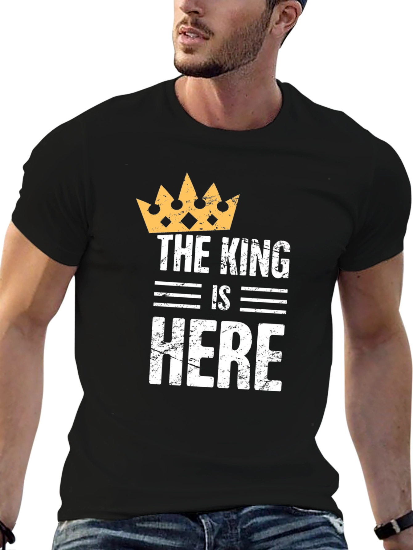 The King is Here Black T-Shirt