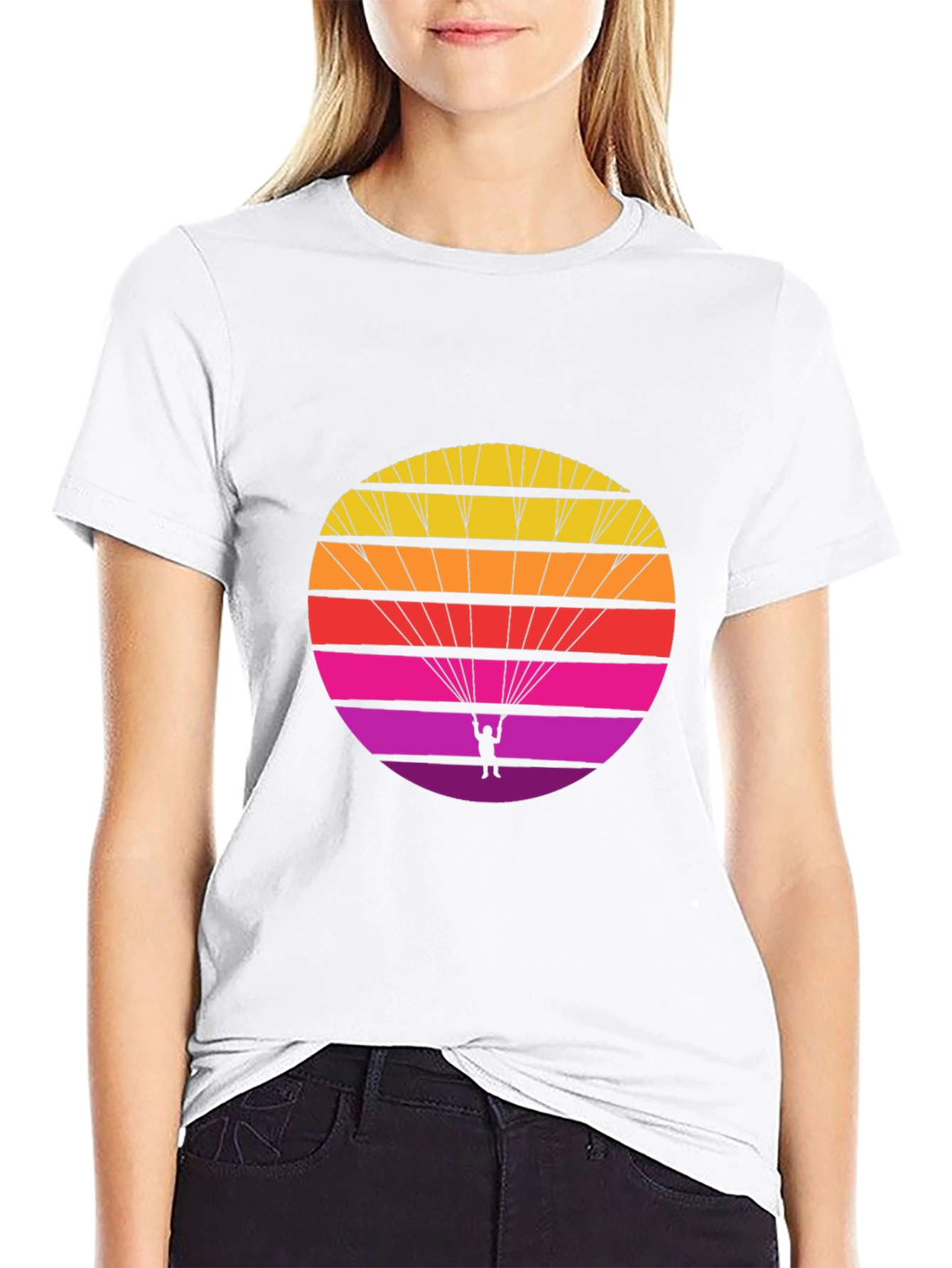 Retro Parachute T-Shirt - Sunset Skydiving Design