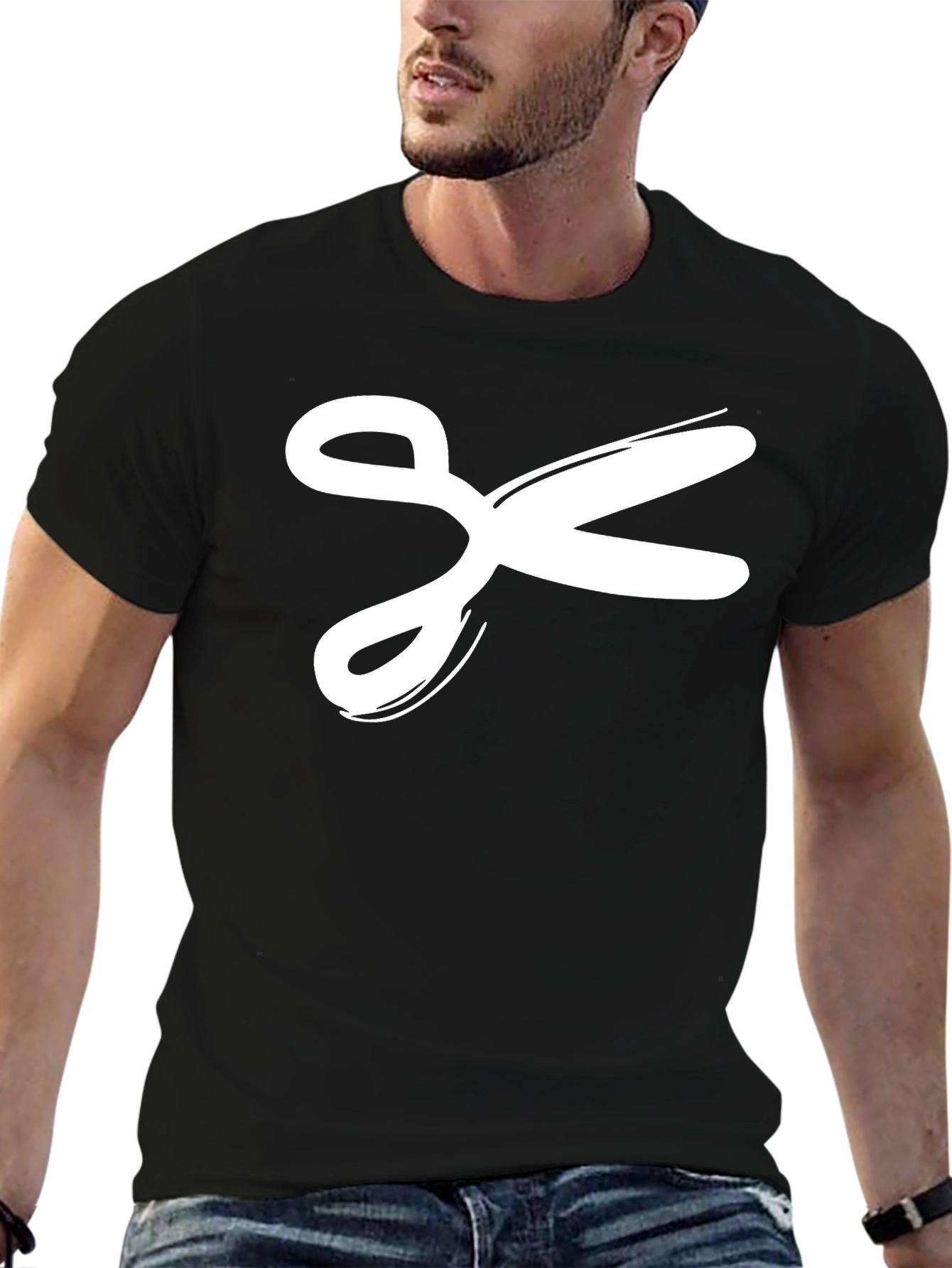 Scissors Graphic Tee - Stylish Black Cotton T-Shirt