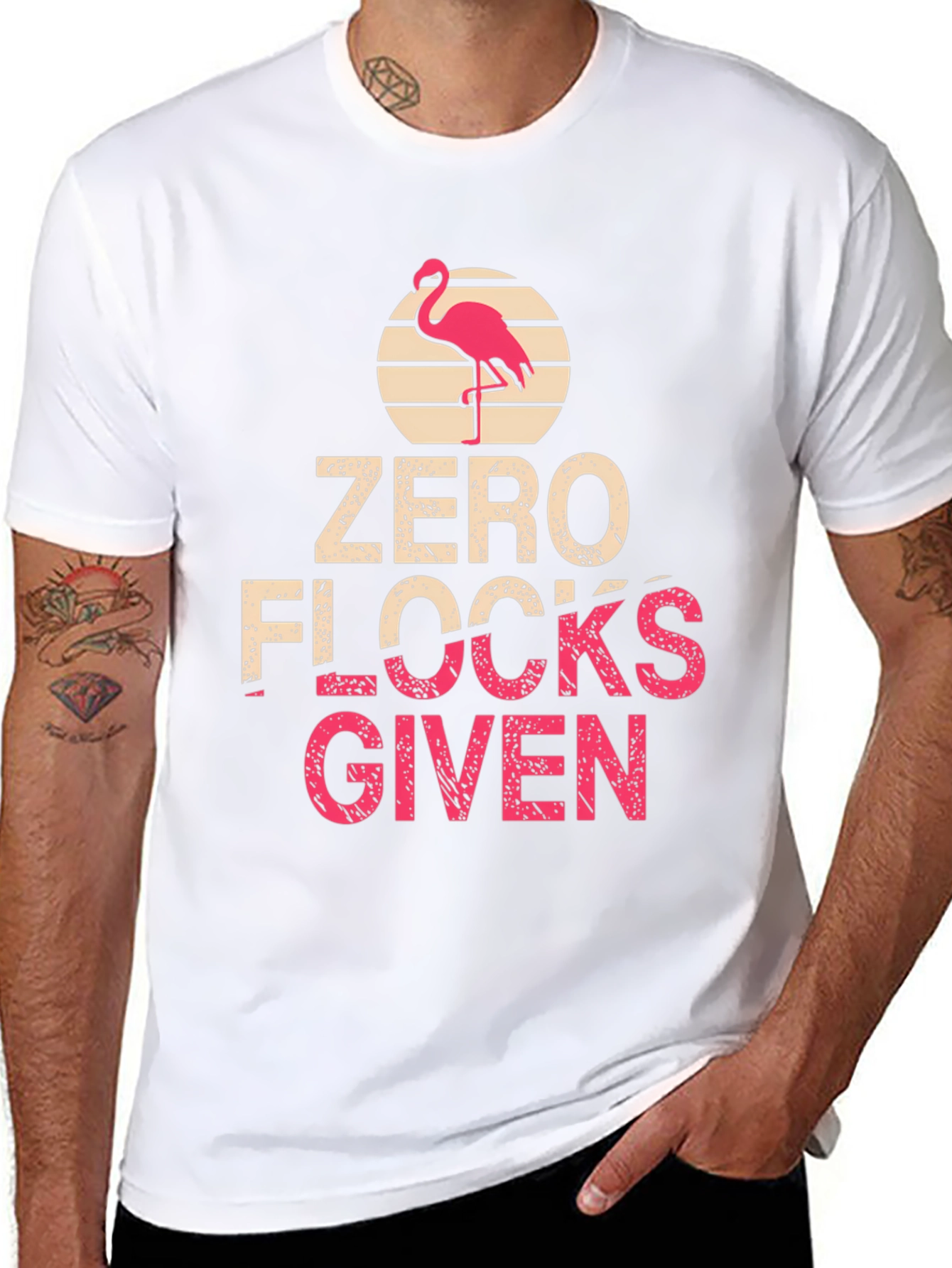 Zero Flocks Given T-Shirt - Flamingo Graphic