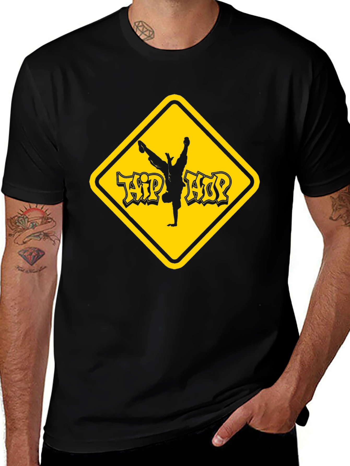 Hip Hop Dancer Graphic Tee - Black Cotton T-Shirt