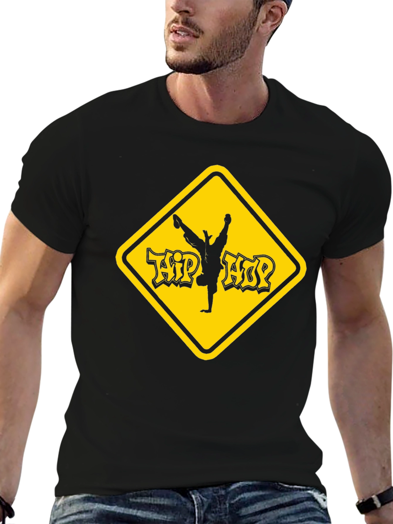 Hip Hop Dancer Graphic Tee - Black Cotton T-Shirt