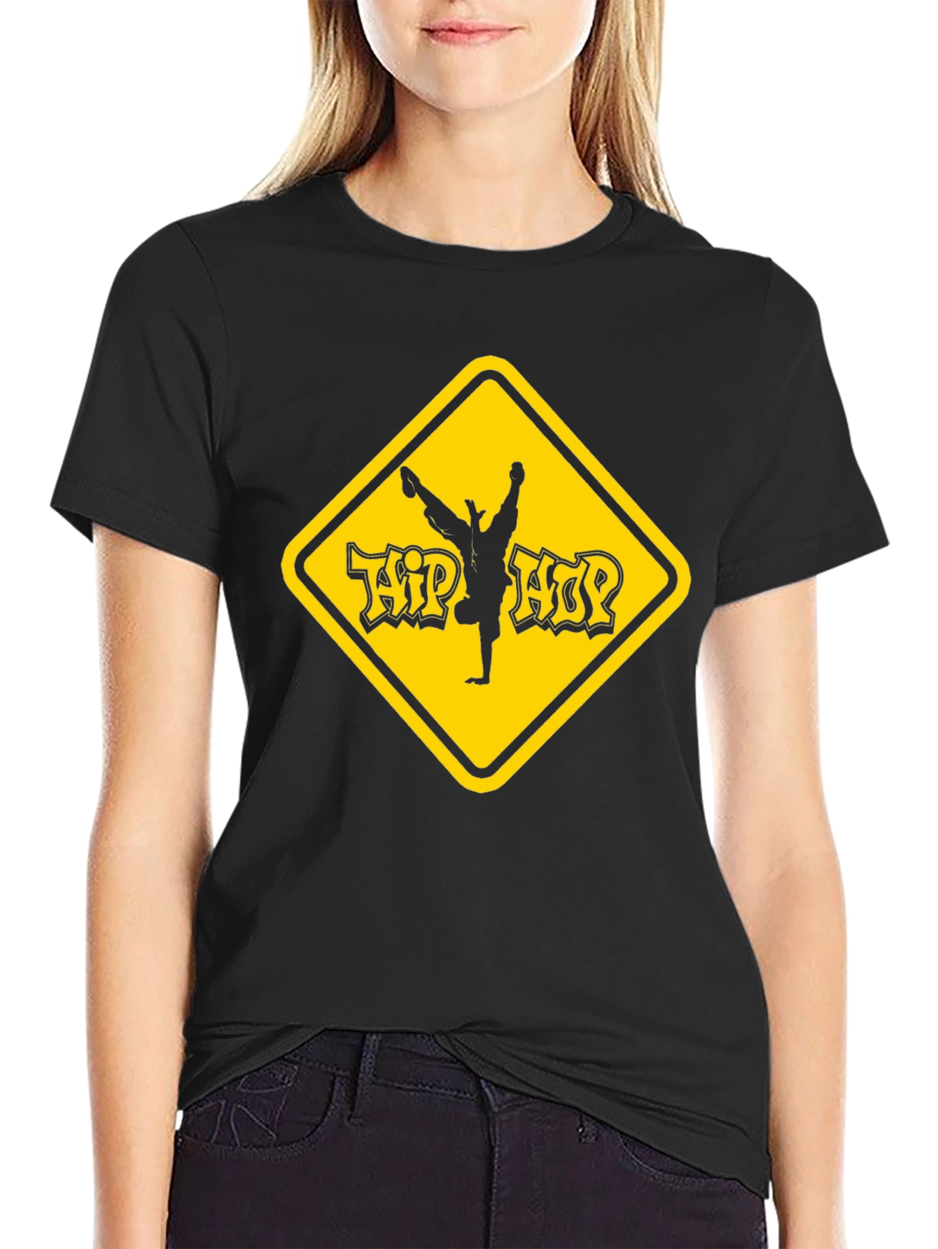 Hip Hop Dancer Graphic Tee - Black Cotton T-Shirt