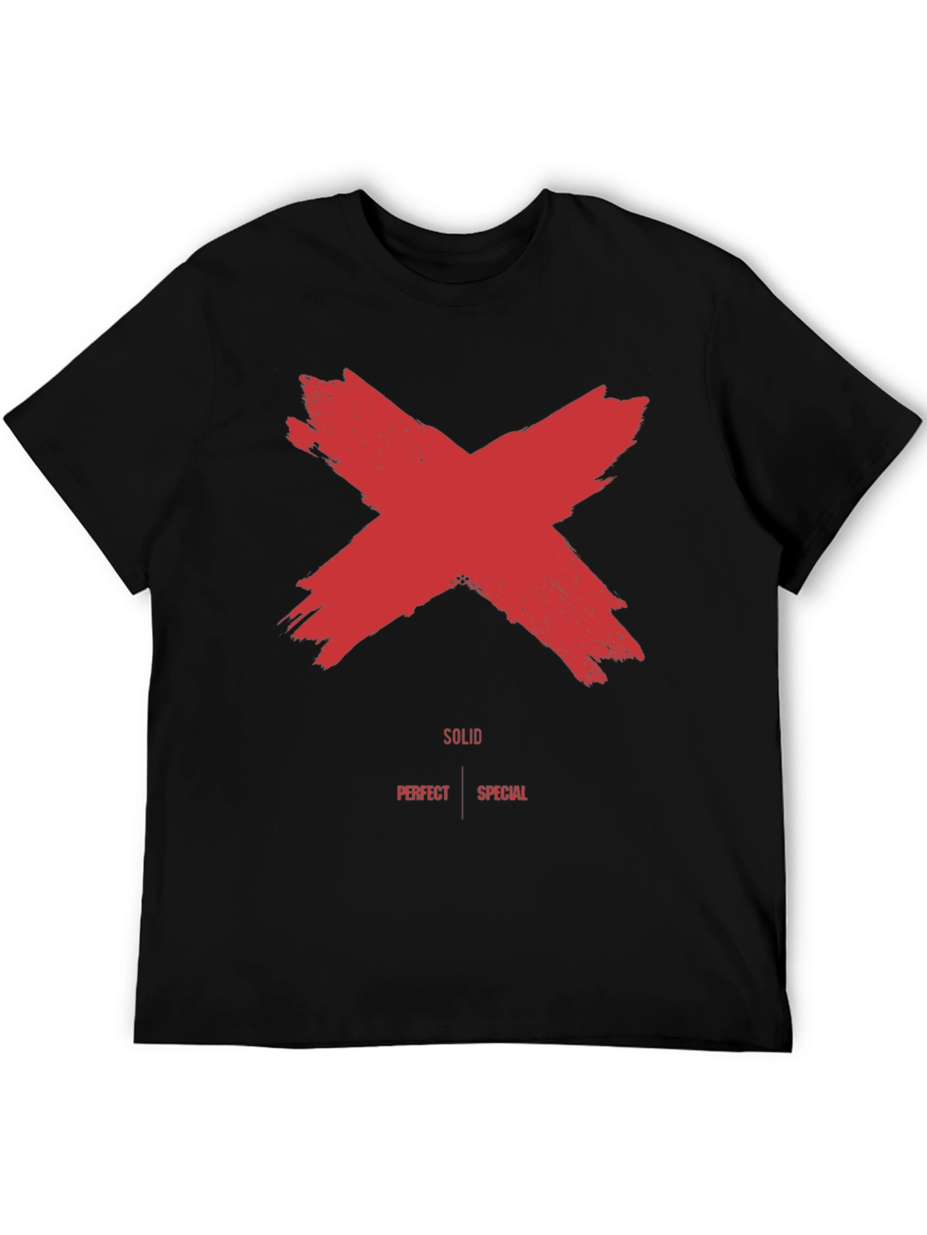 Red X Graphic Black T-Shirt - Solid Perfect Special