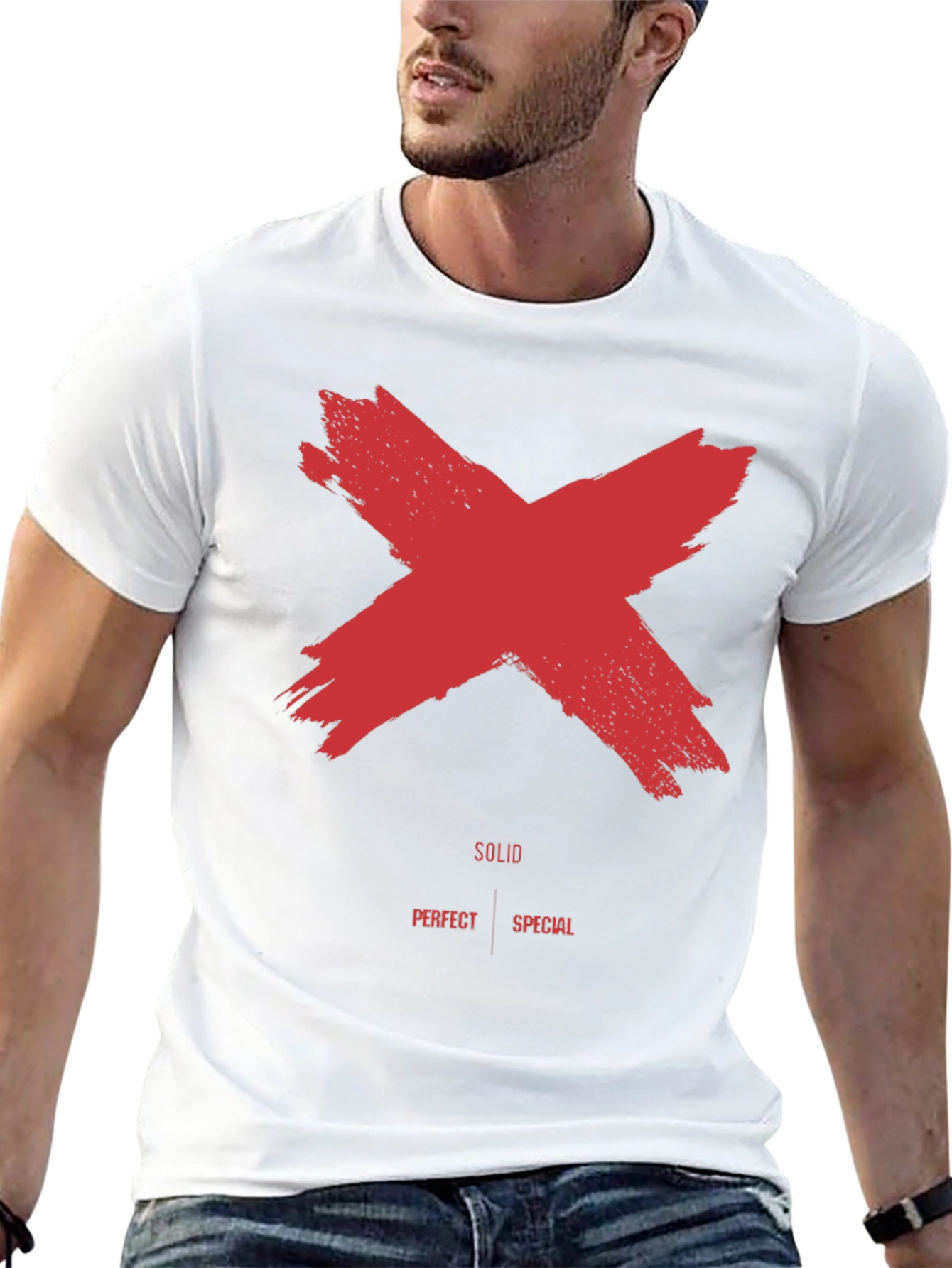 Red X Graphic Black T-Shirt - Solid Perfect Special