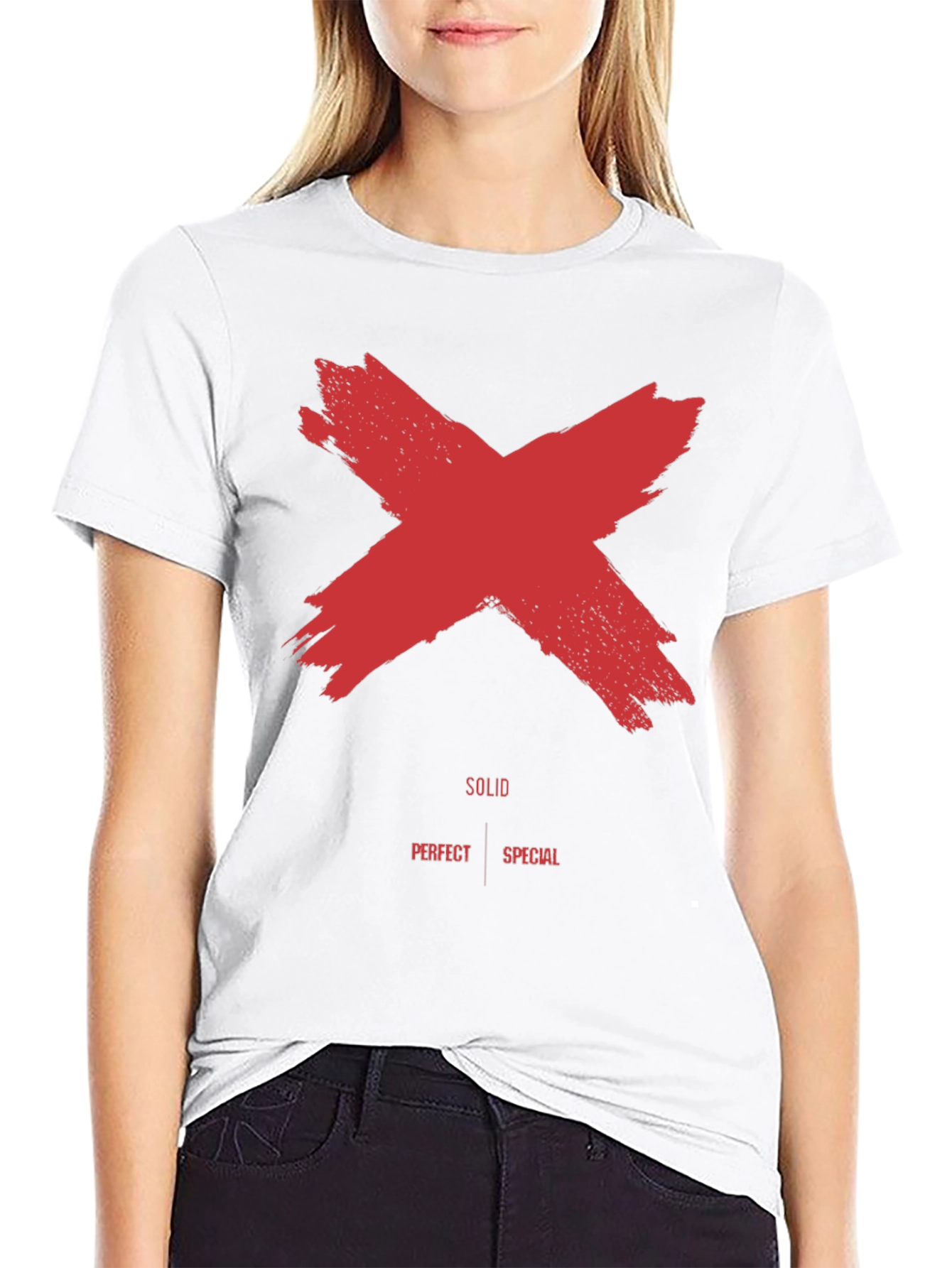 Red X Graphic Black T-Shirt - Solid Perfect Special