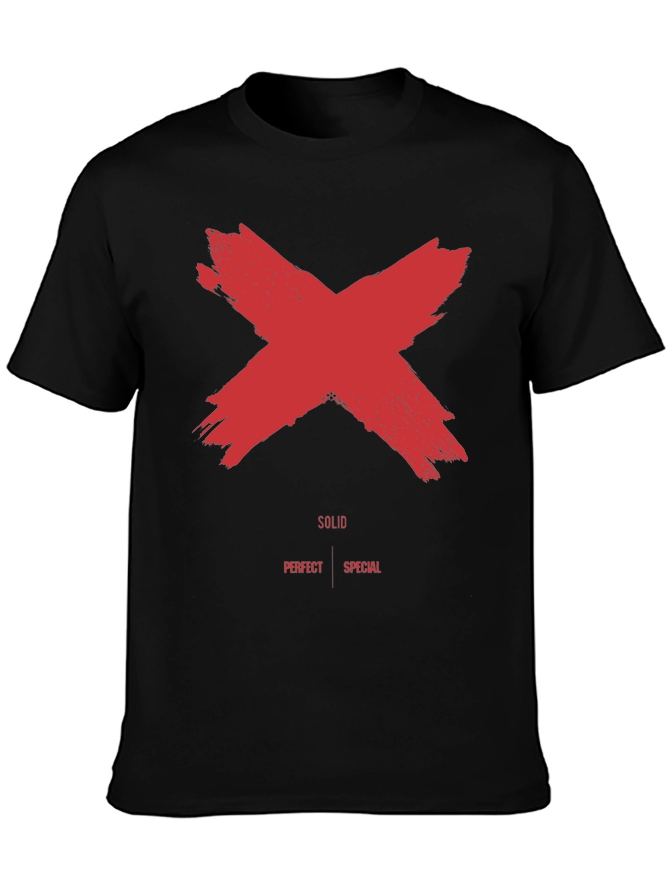 Red X Graphic Black T-Shirt - Solid Perfect Special