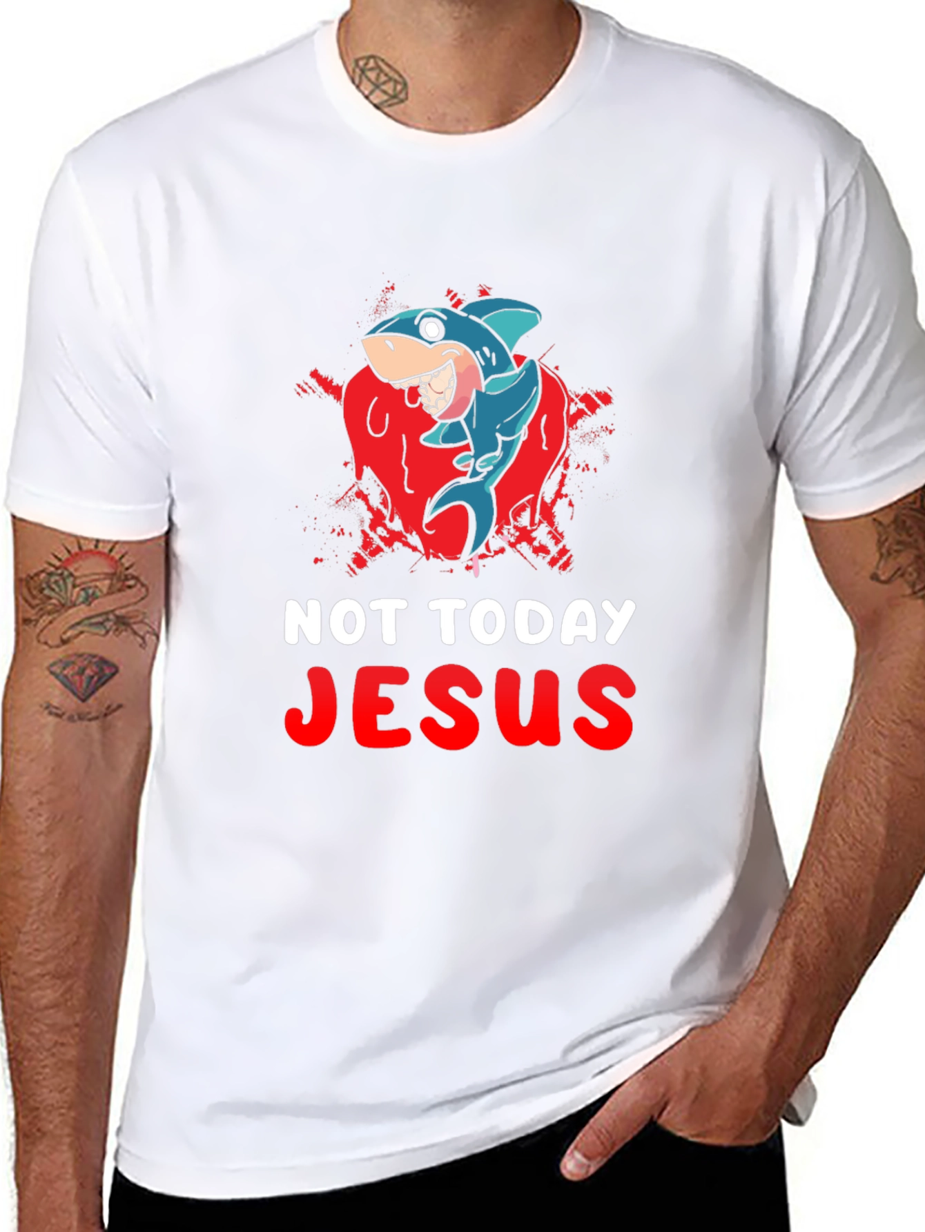 Not Today Jesus Shark Graphic T-Shirt