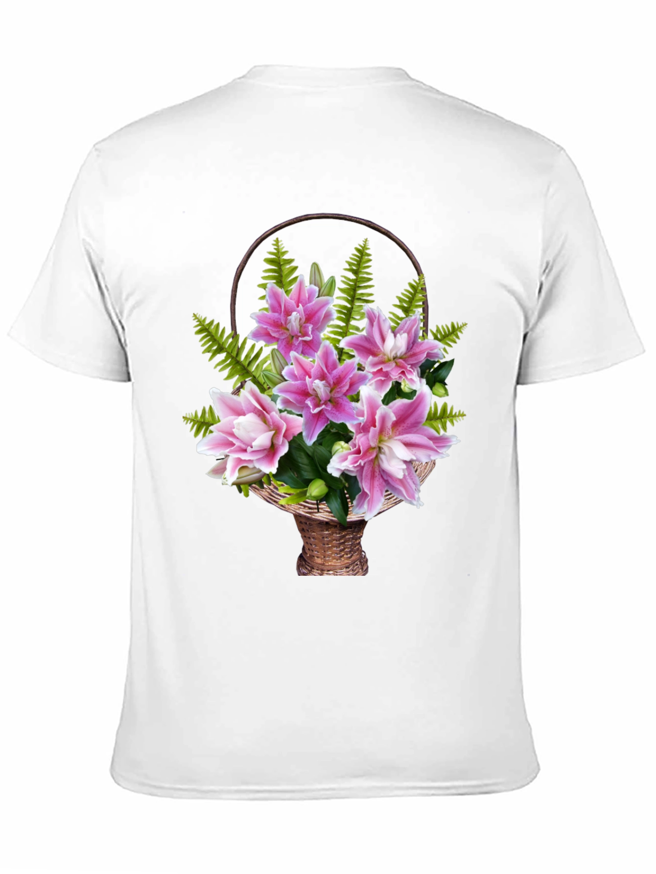 Floral Basket Graphic Tee - Pink Lily Design