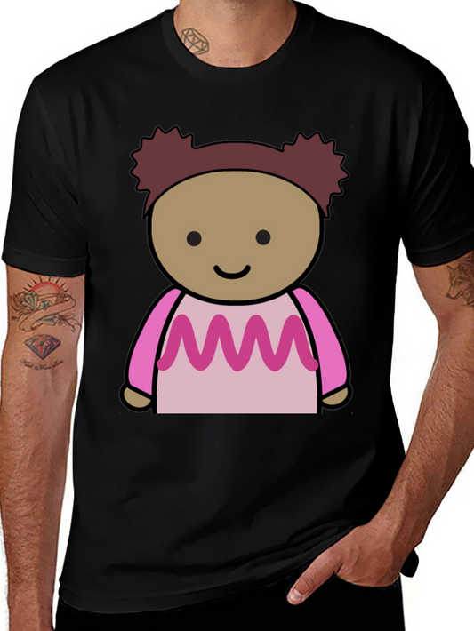 Cute Cartoon Character Black T-Shirt