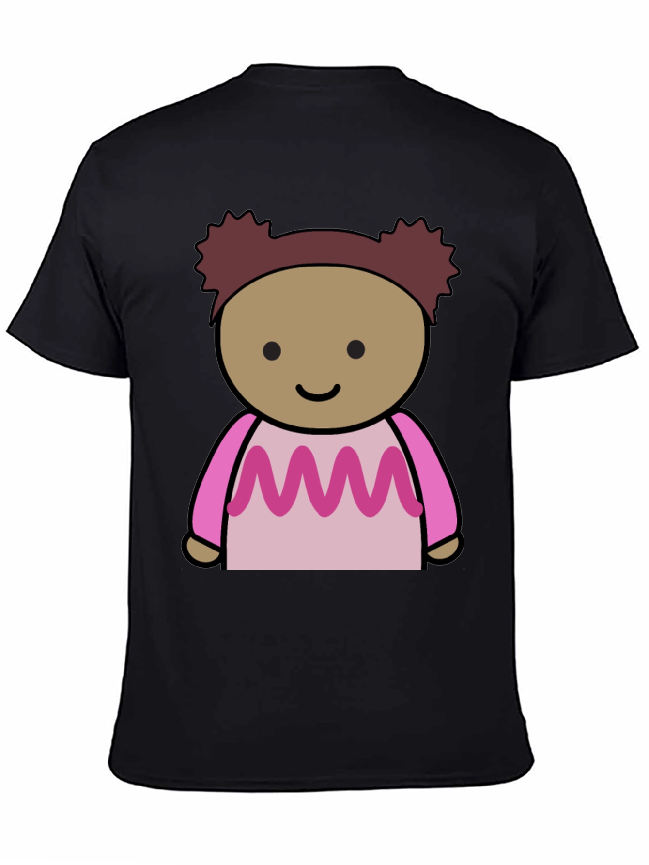 Cute Cartoon Character Black T-Shirt