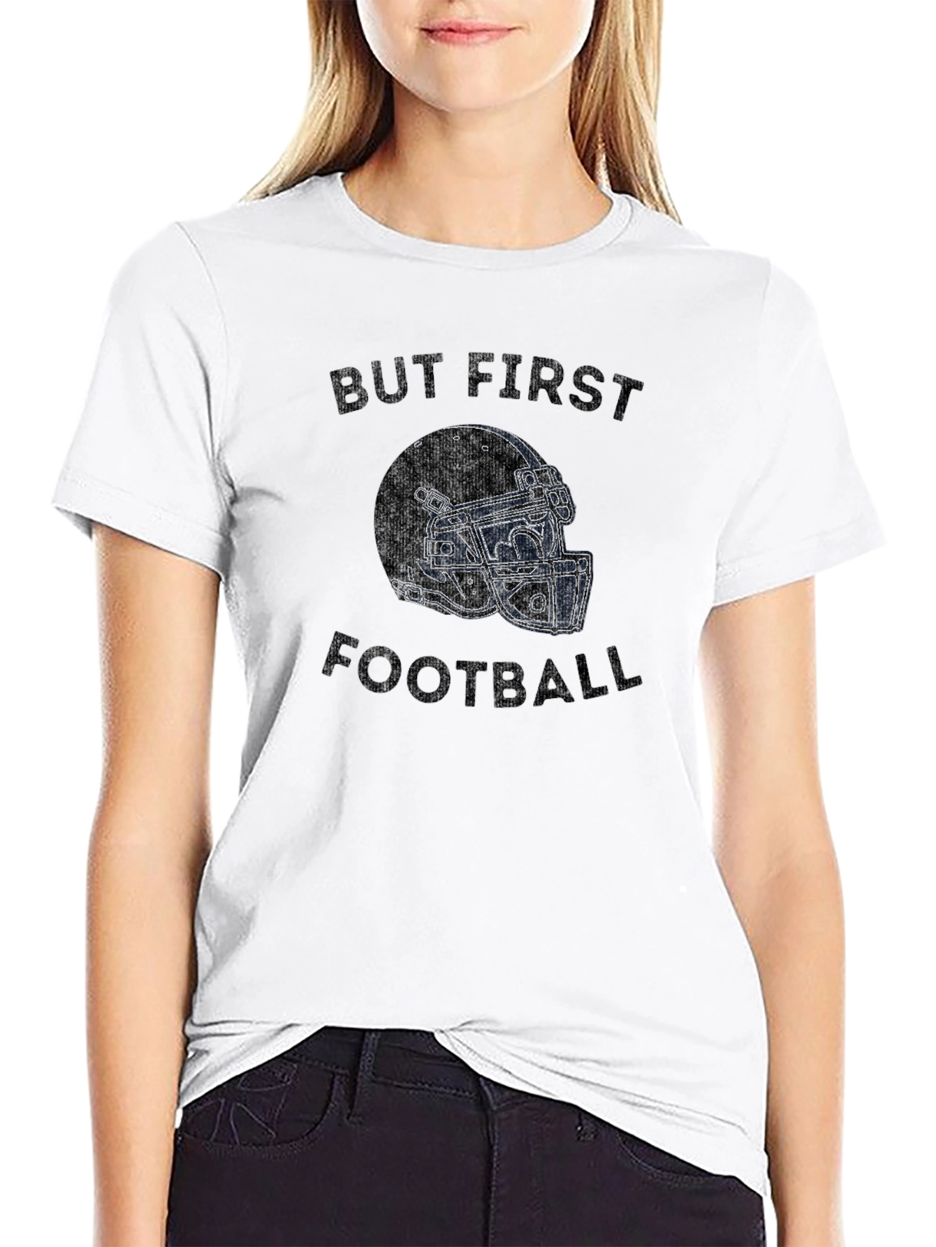 But First Football Black Graphic Tee