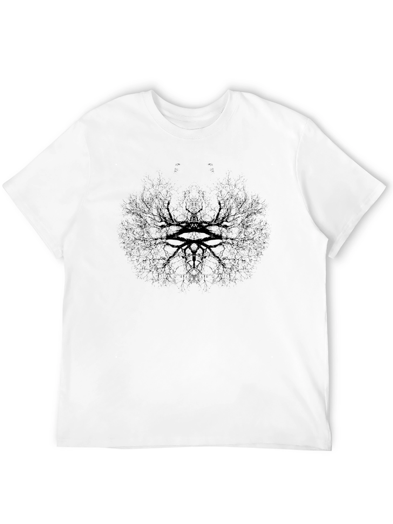 Mens Black Graphic Tee - Abstract Eye Tree Design
