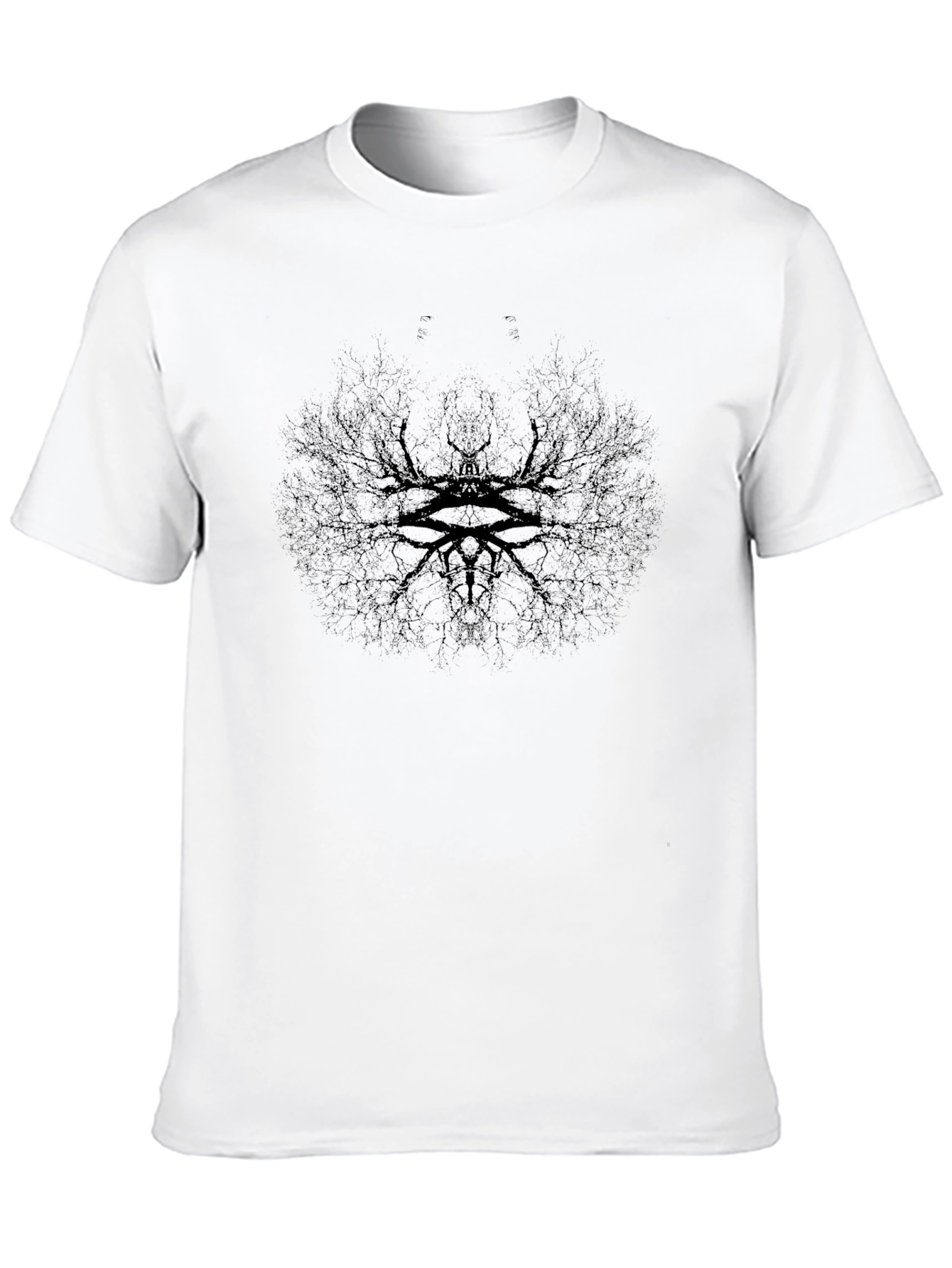Mens Black Graphic Tee - Abstract Eye Tree Design