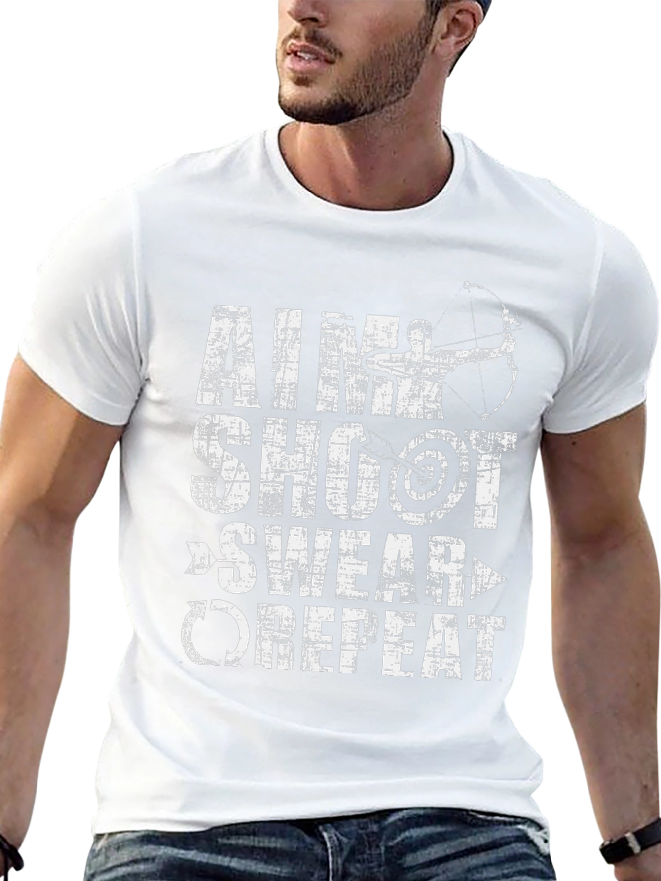 Archery Aim Shoot Swear Repeat Graphic Tee