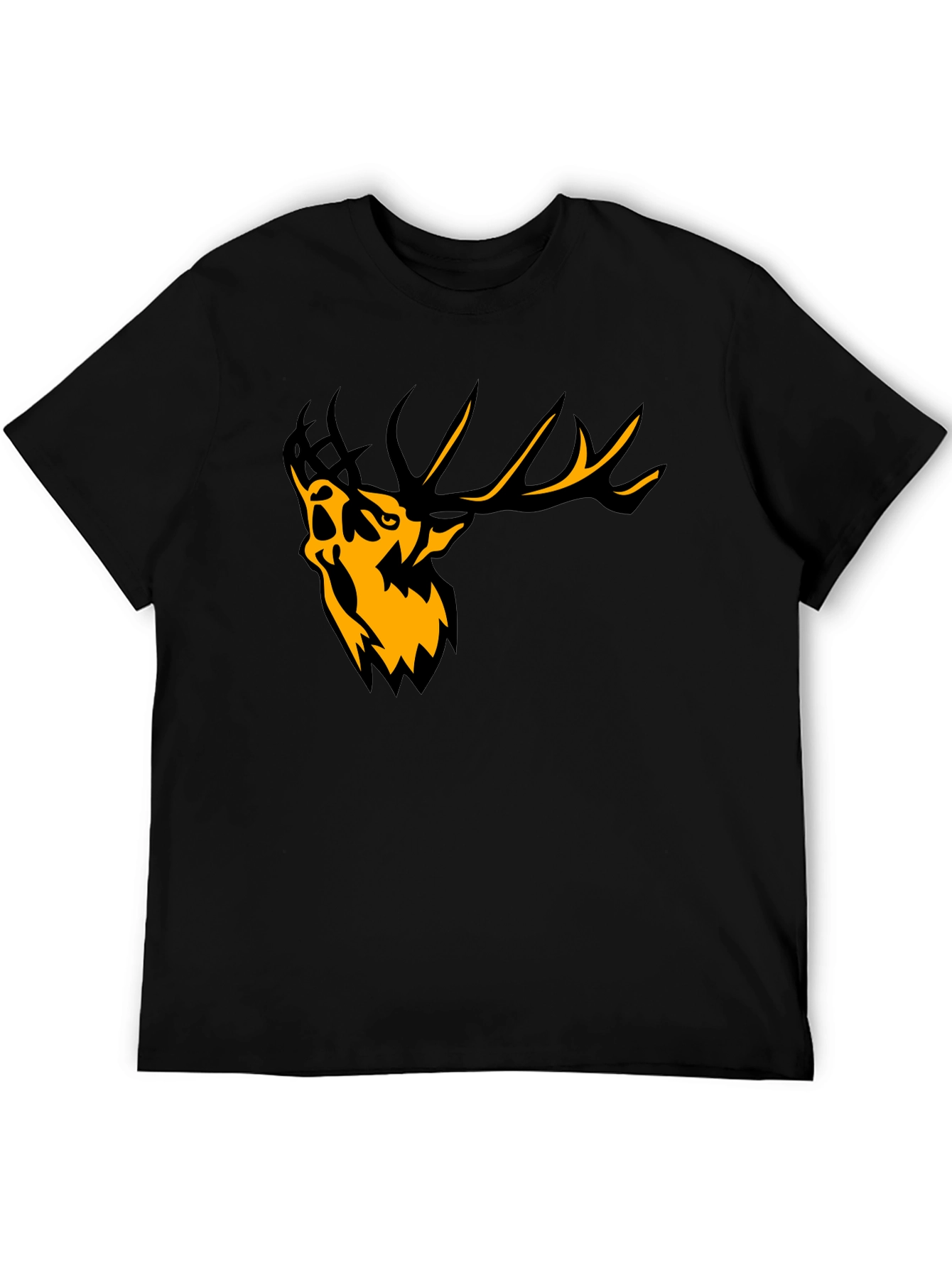 Mens Black Graphic Tee - Abstract Deer Design