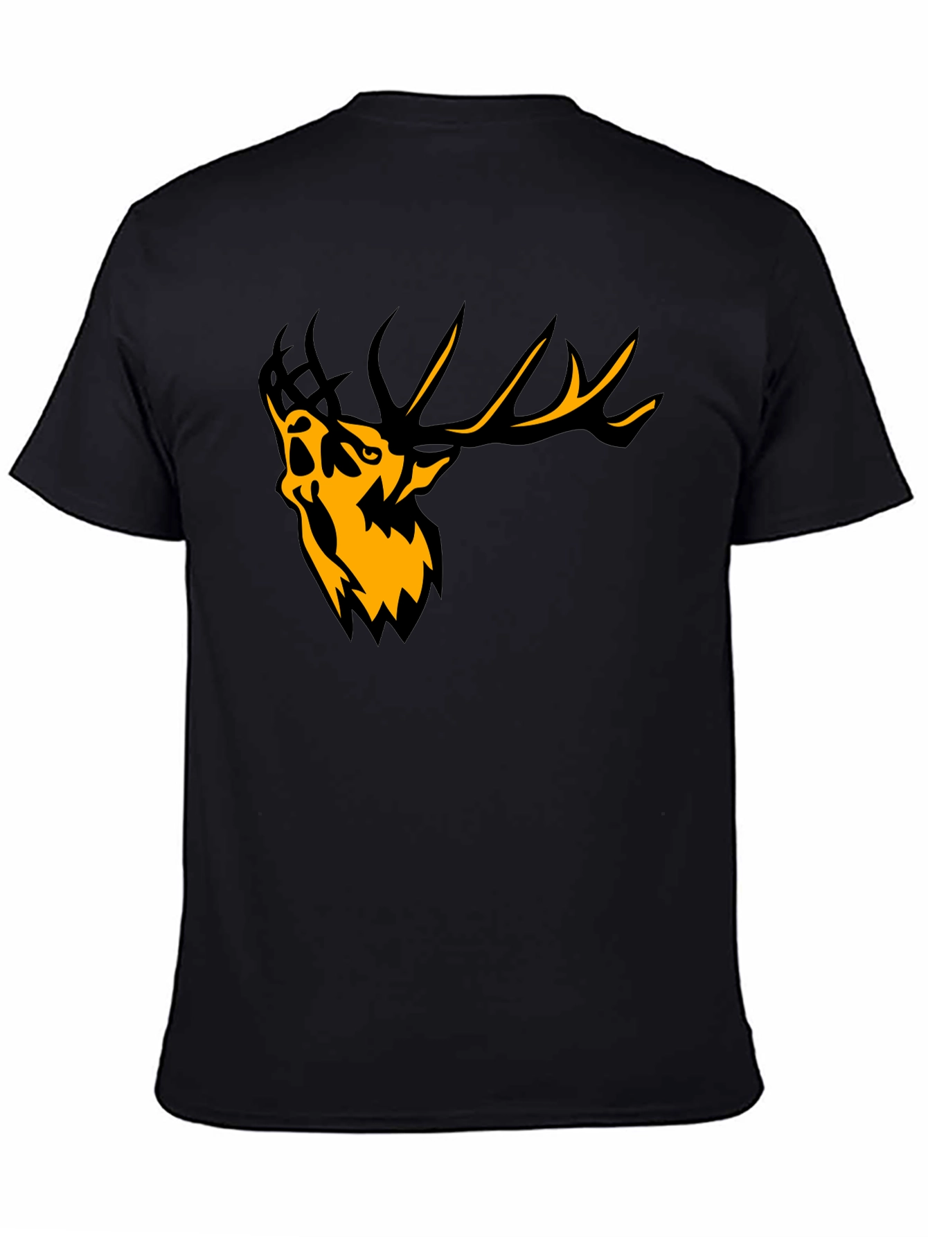 Mens Black Graphic Tee - Abstract Deer Design