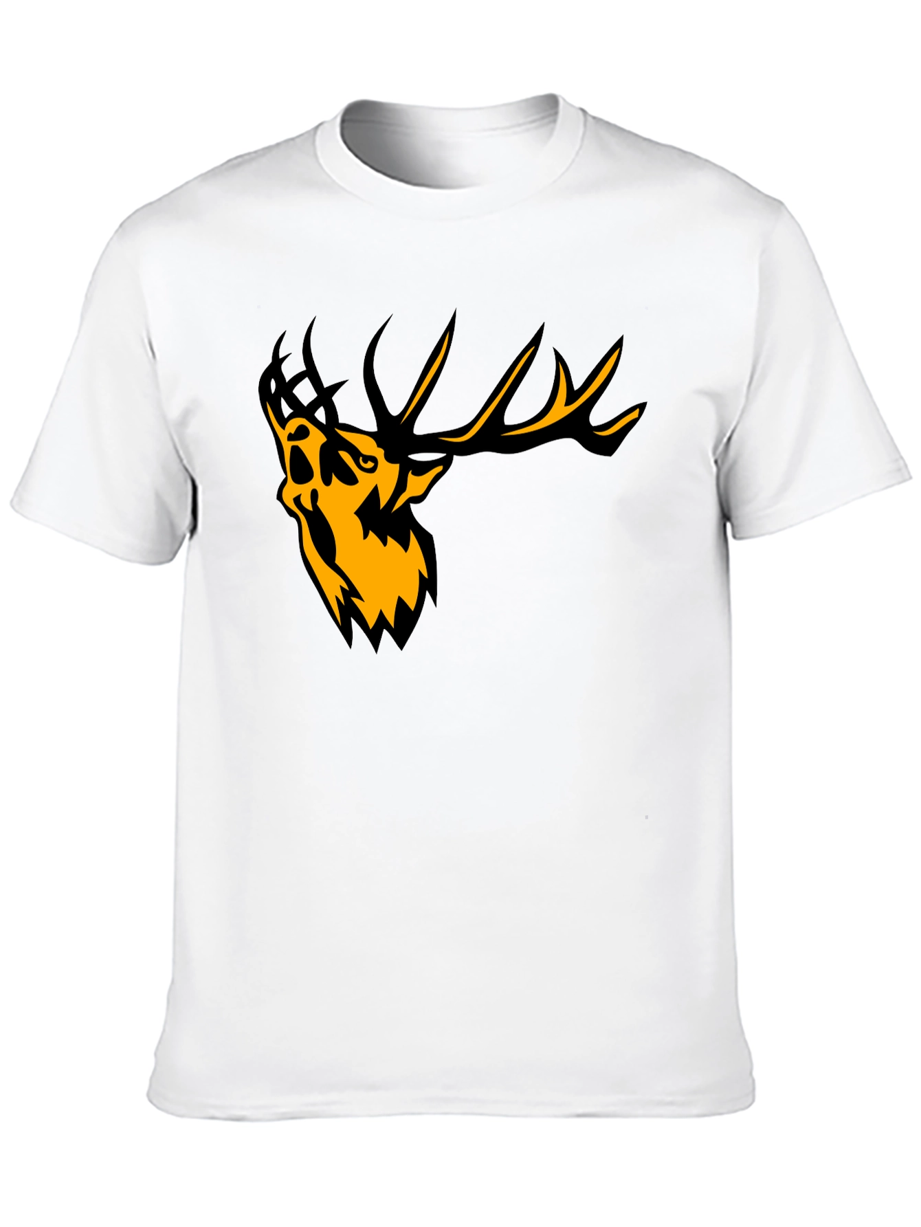 Mens Black Graphic Tee - Abstract Deer Design