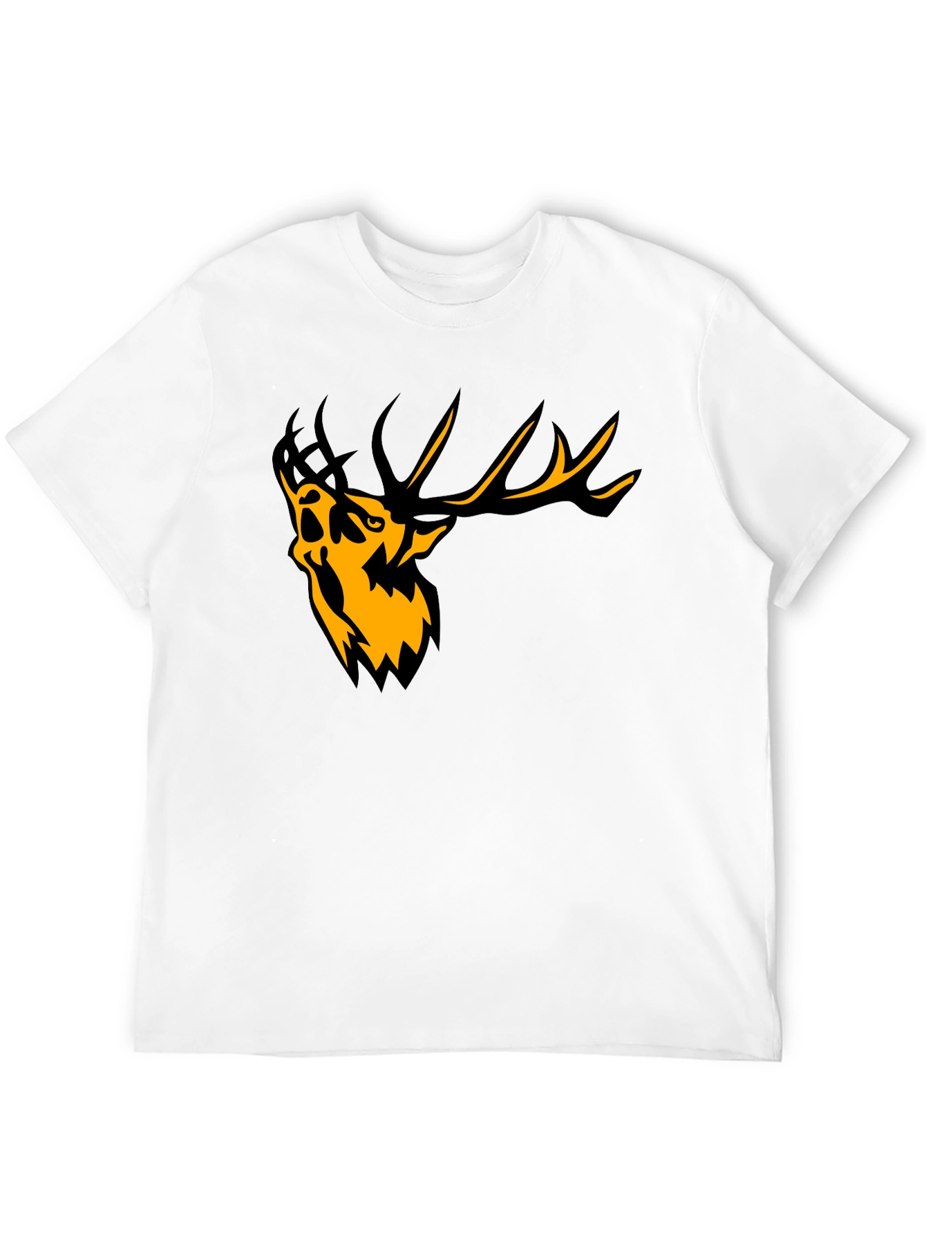 Mens Black Graphic Tee - Abstract Deer Design