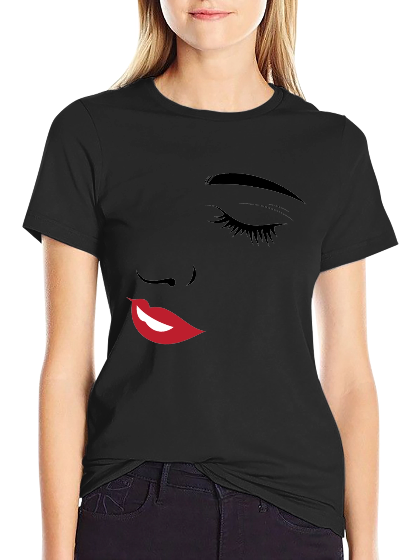 Abstract Face Graphic Black T-Shirt