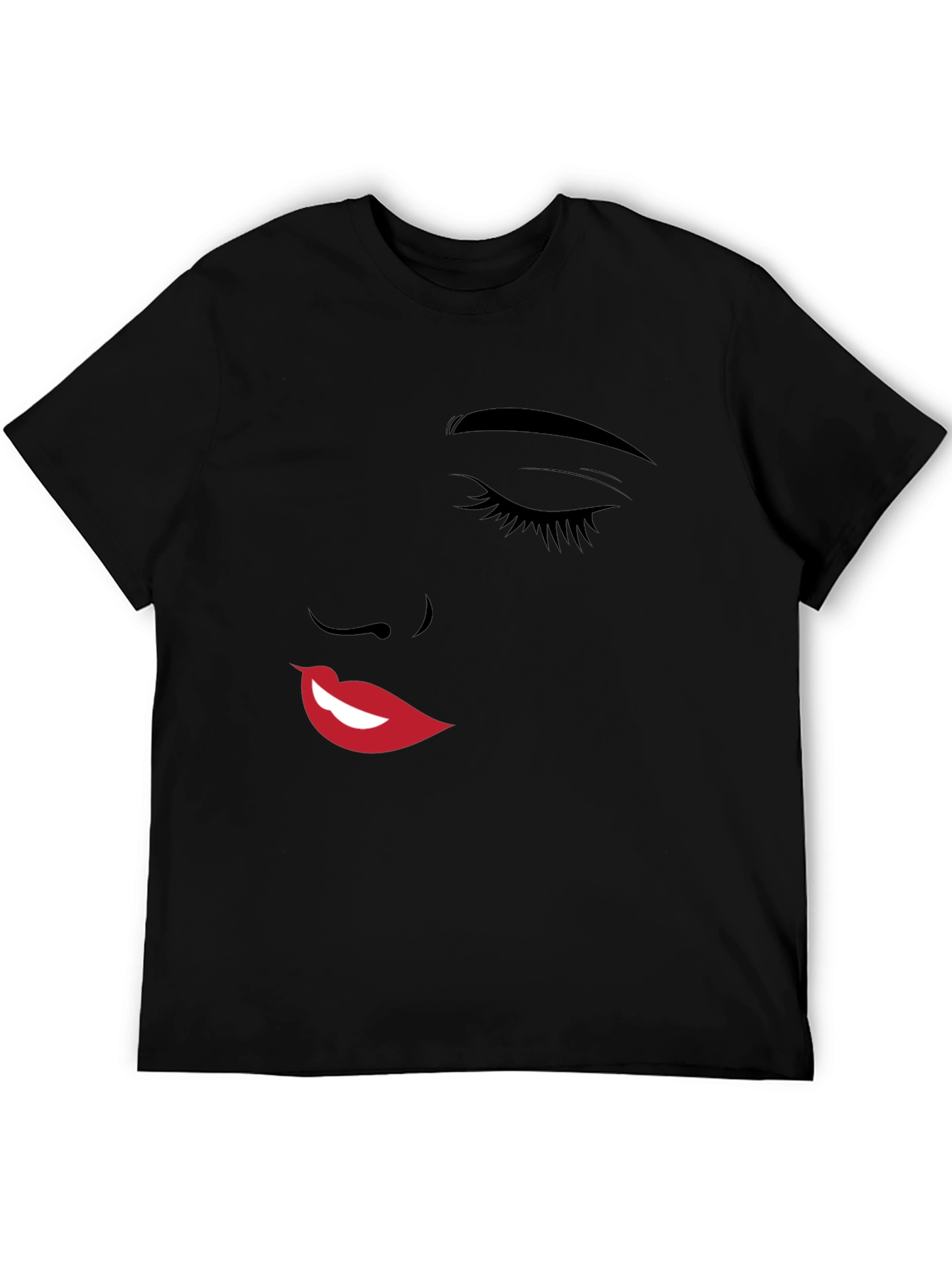 Abstract Face Graphic Black T-Shirt