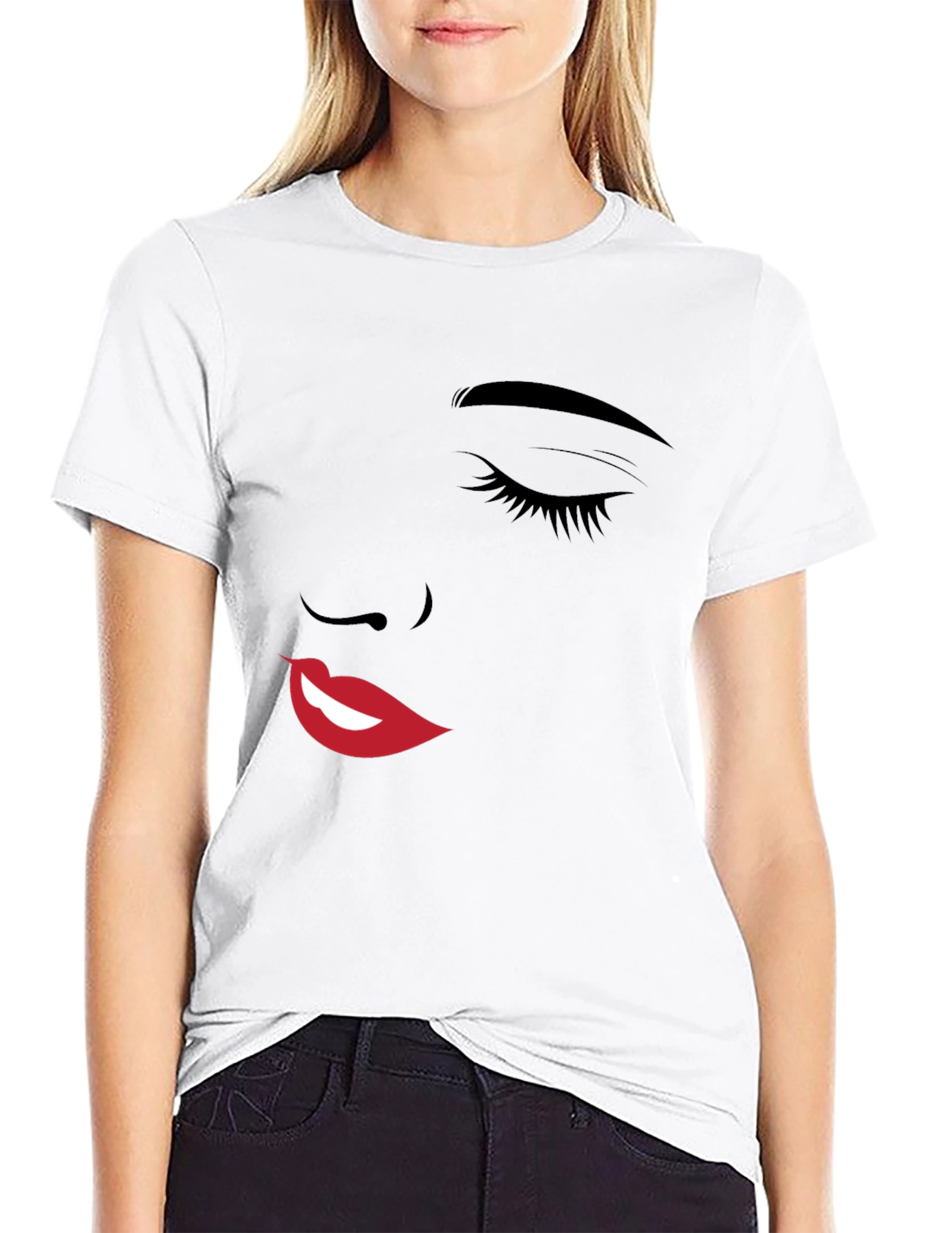 Abstract Face Graphic Black T-Shirt