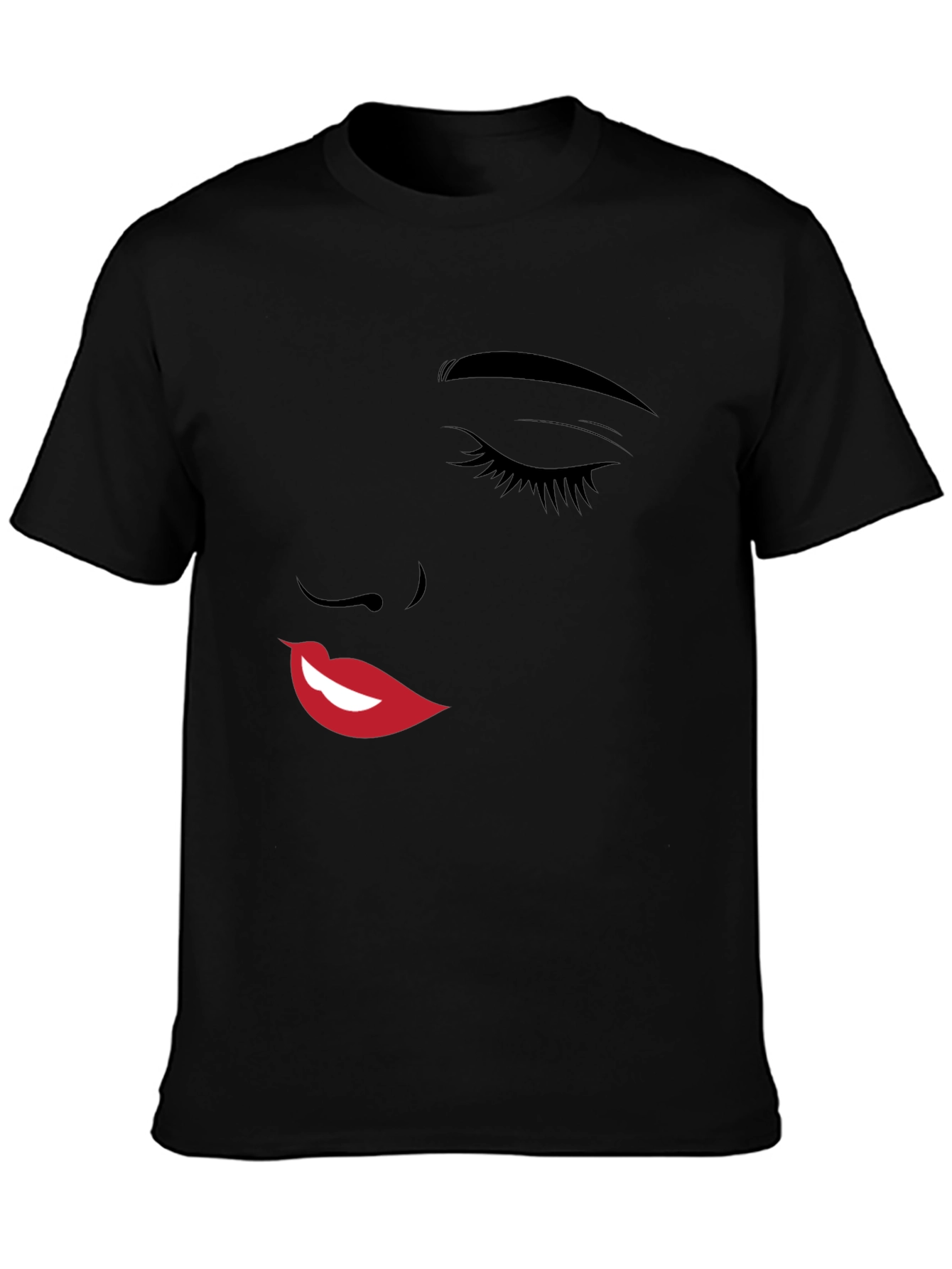Abstract Face Graphic Black T-Shirt