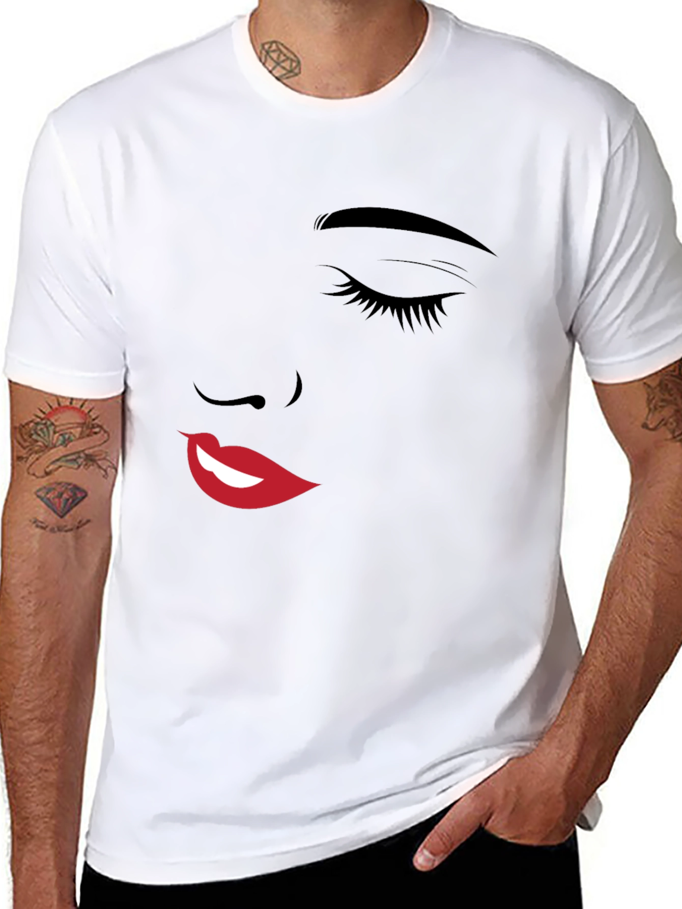 Abstract Face Graphic Black T-Shirt