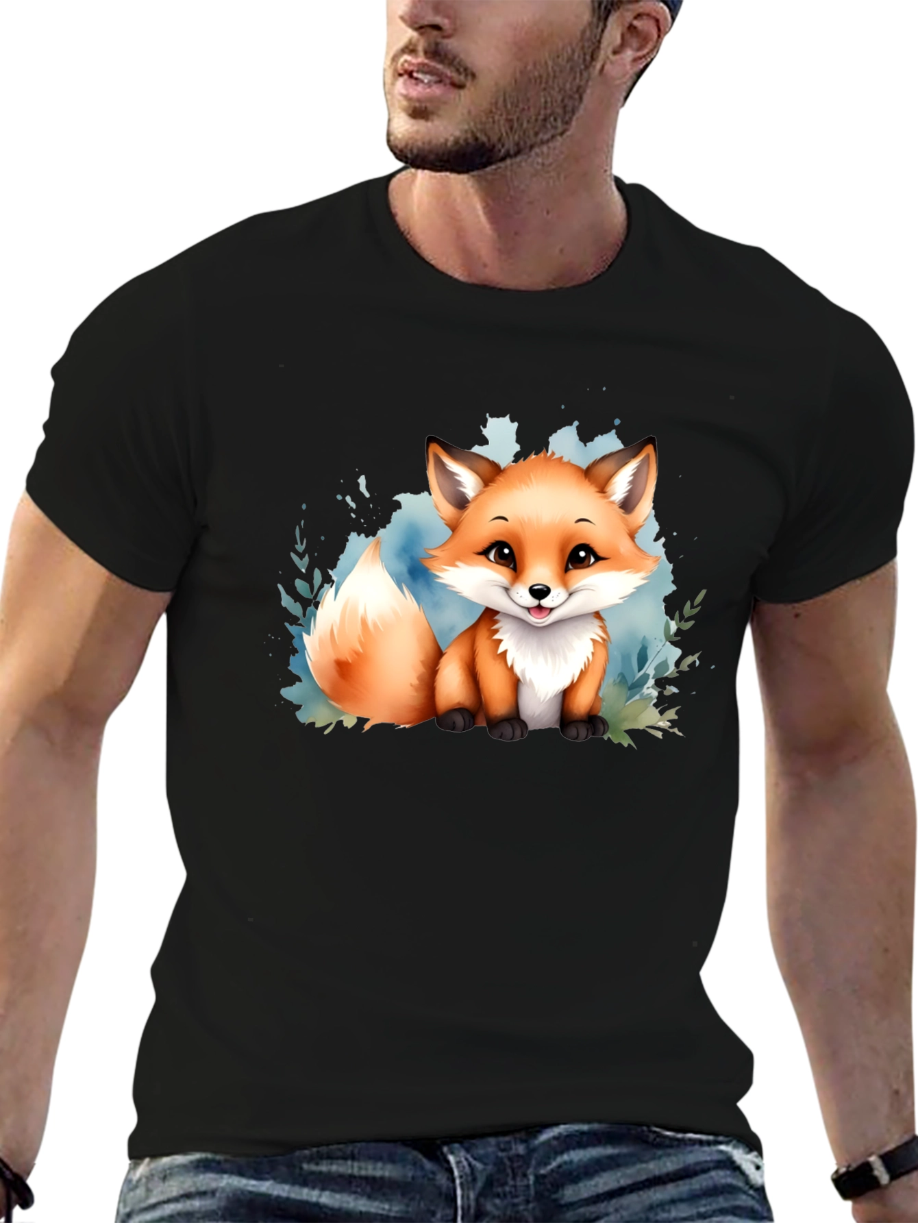 Cute Fox Graphic Tee - Black Unisex T-Shirt
