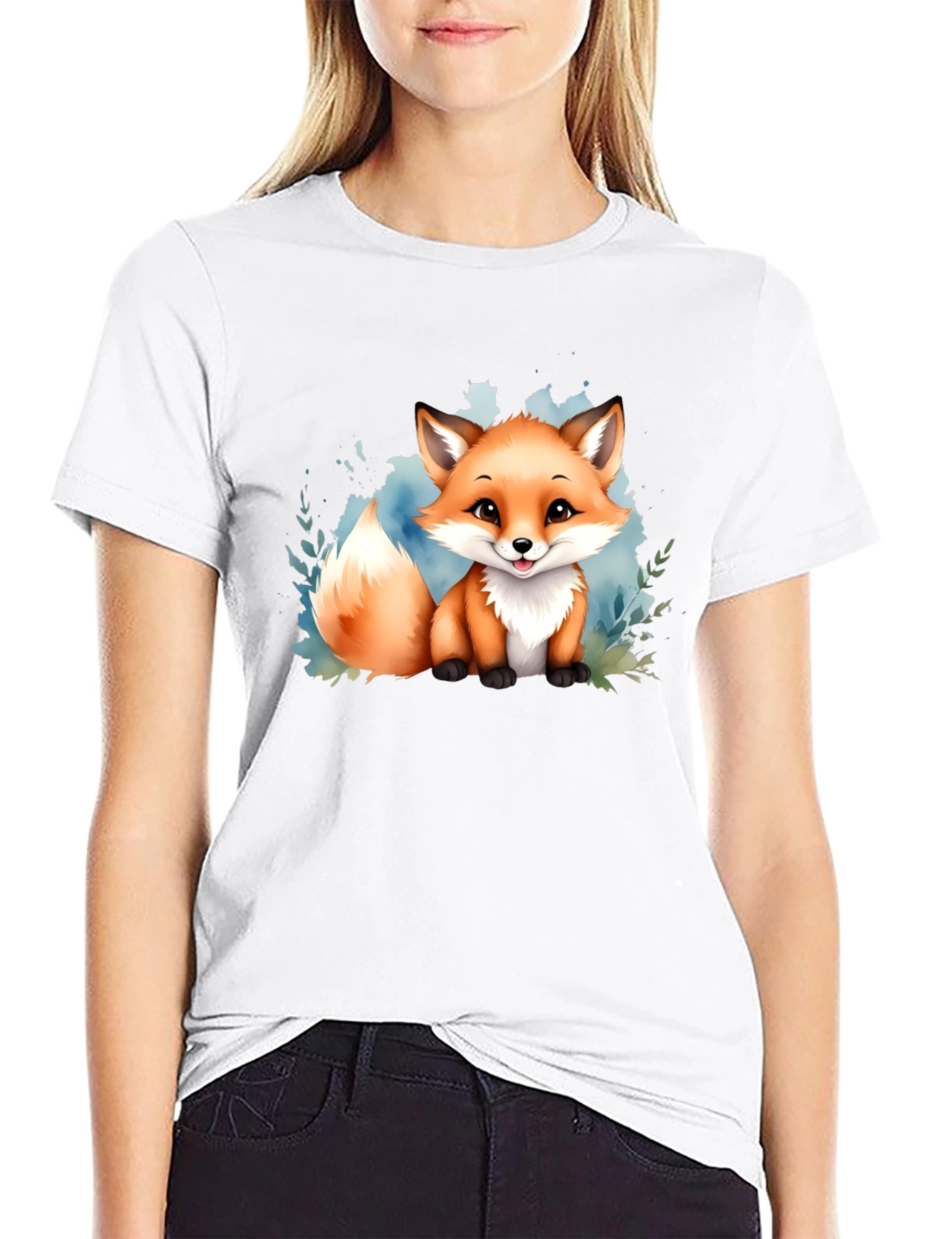 Cute Fox Graphic Tee - Black Unisex T-Shirt