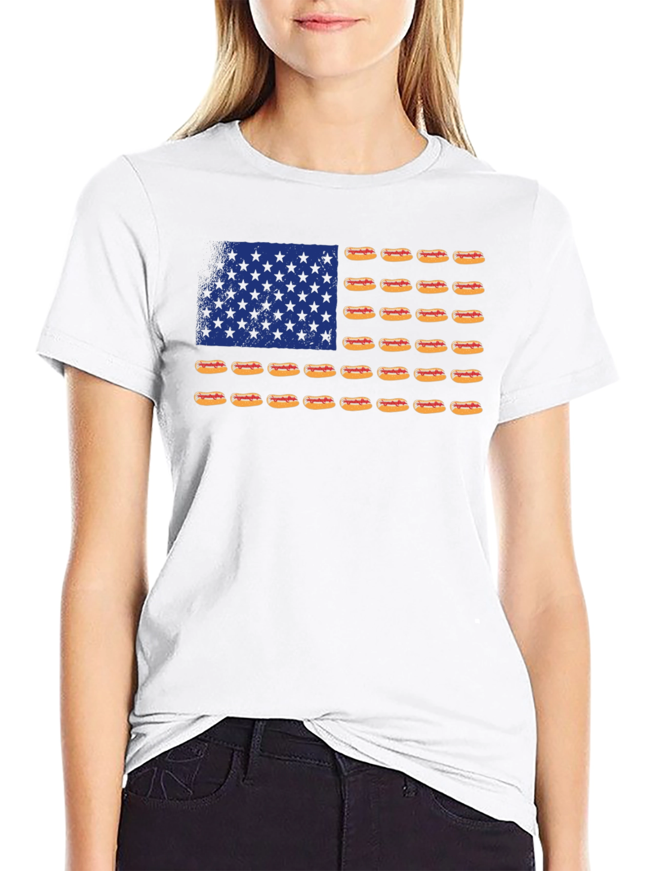 Hot Dog Flag T-Shirt - USA Patriotic Tee