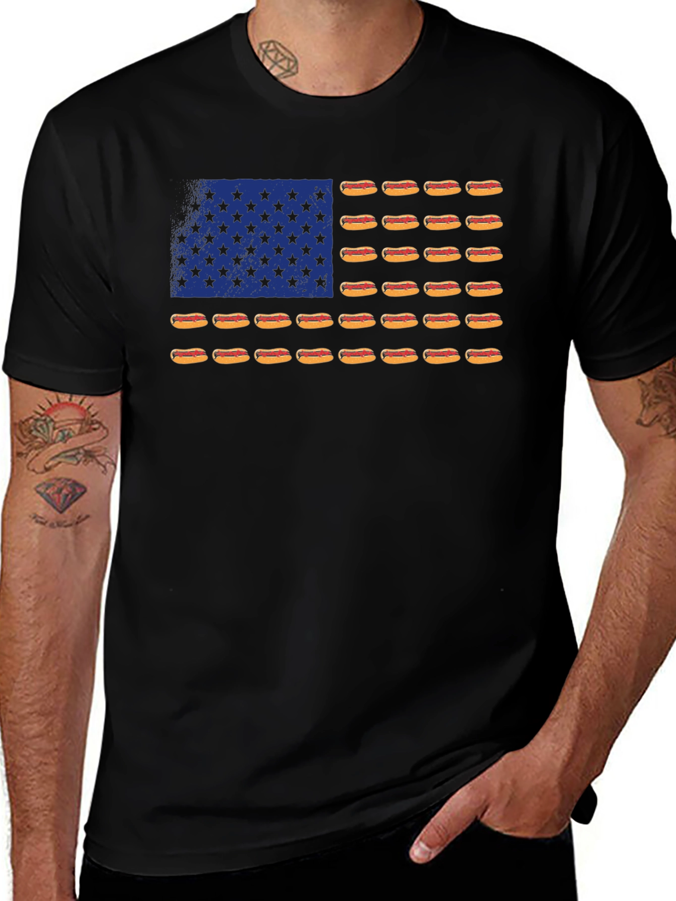Hot Dog Flag T-Shirt - USA Patriotic Tee