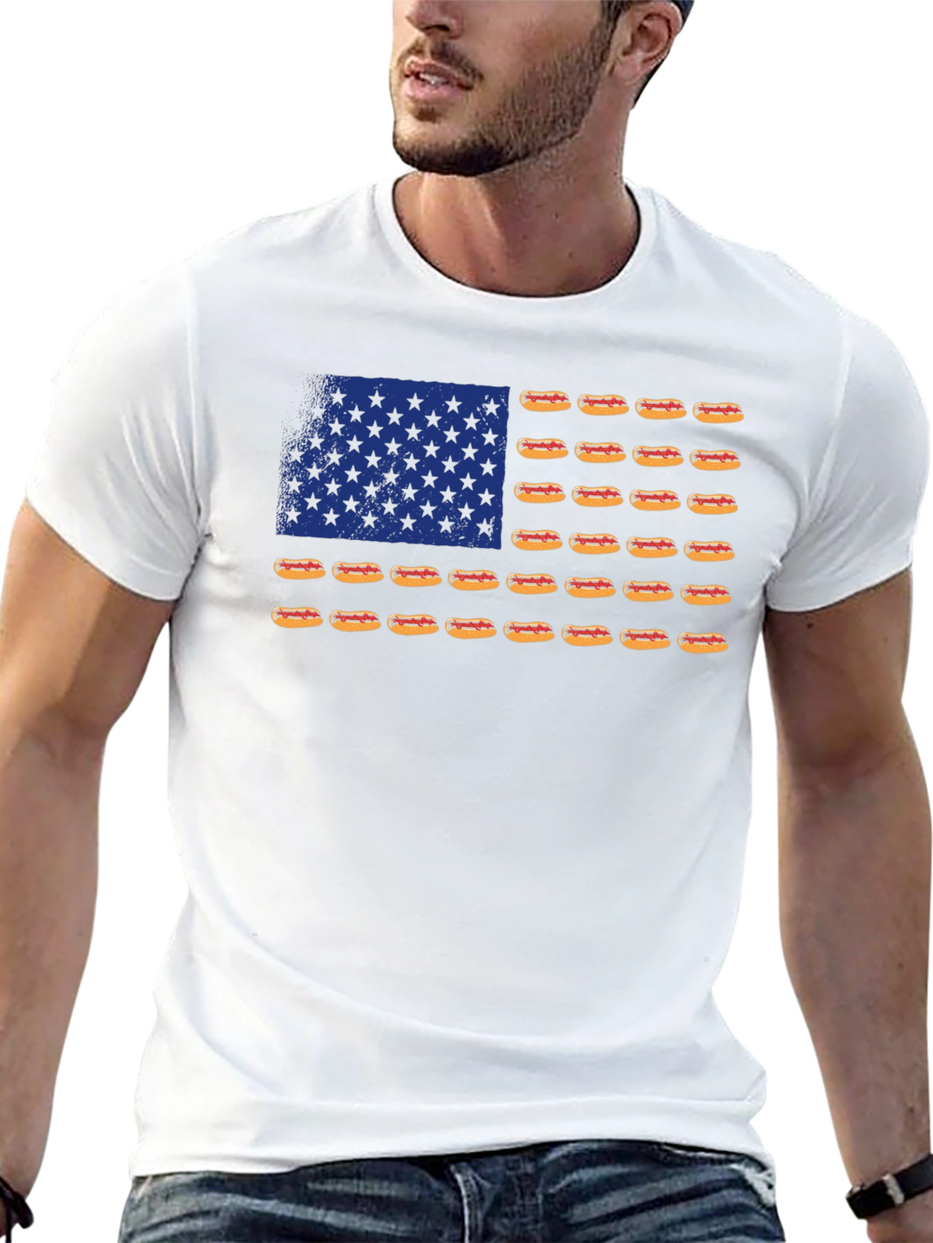Hot Dog Flag T-Shirt - USA Patriotic Tee