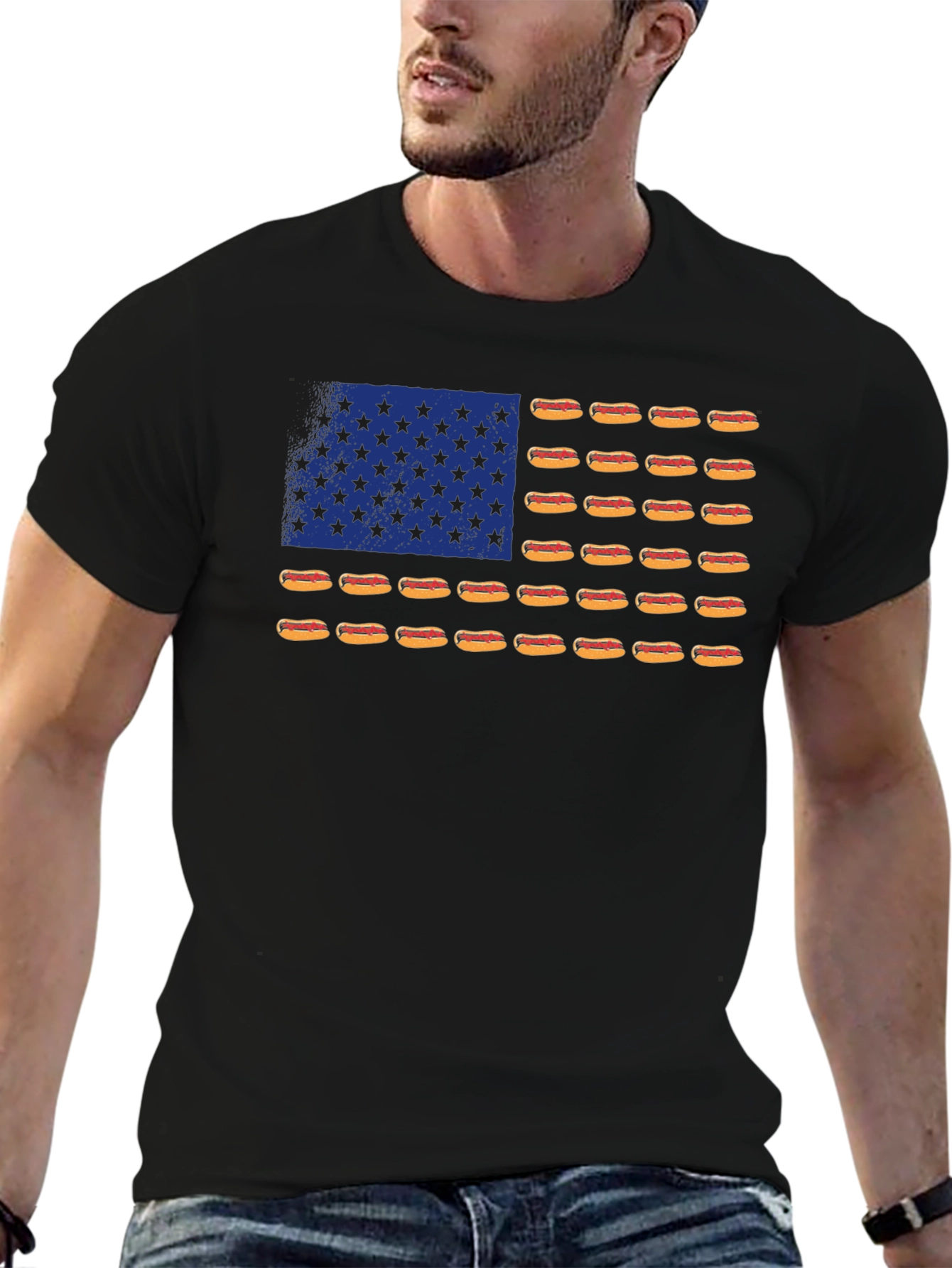 Hot Dog Flag T-Shirt - USA Patriotic Tee
