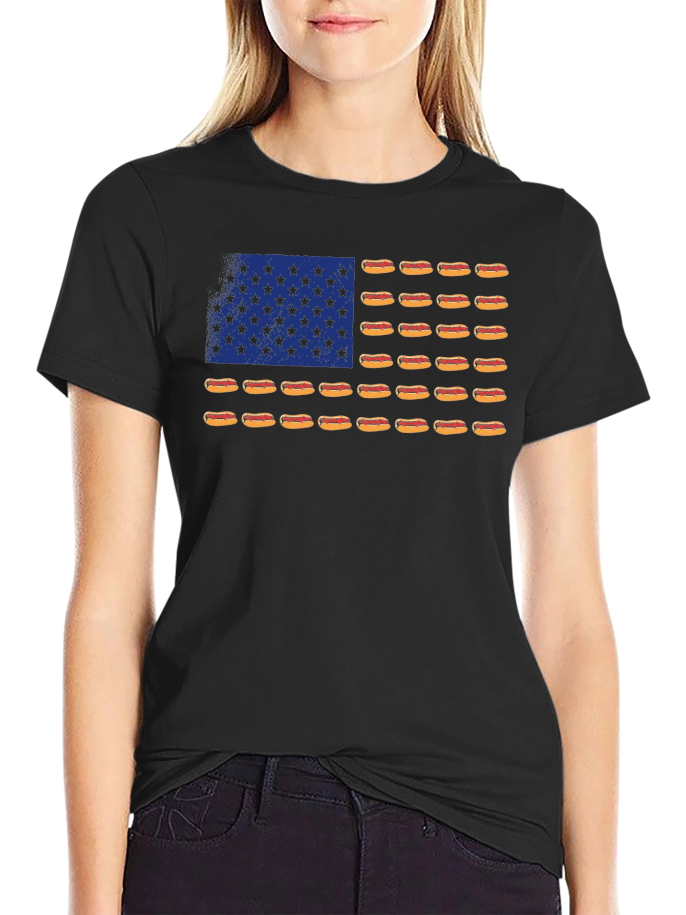 Hot Dog Flag T-Shirt - USA Patriotic Tee