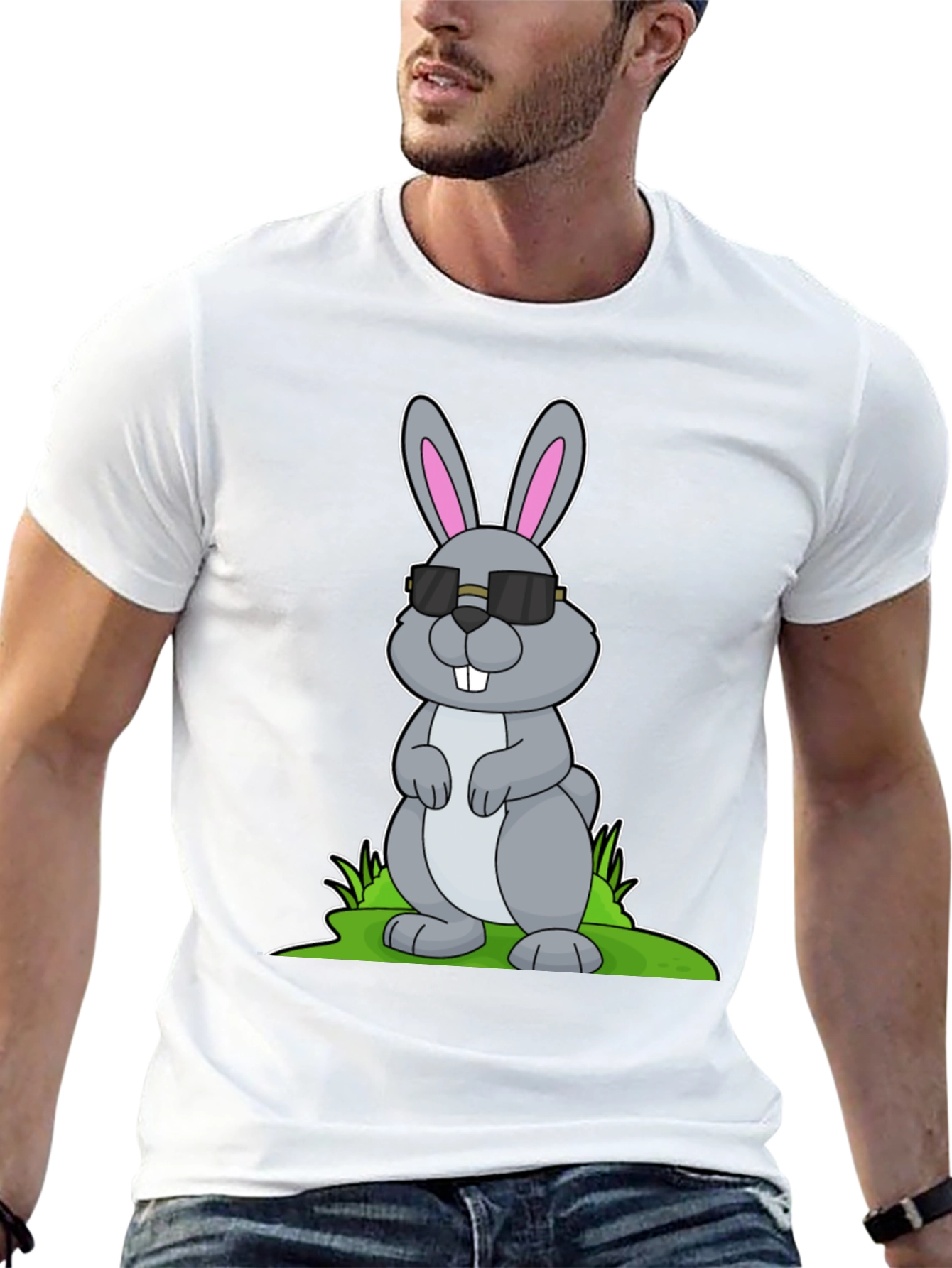 Cool Bunny Graphic Tee - Black