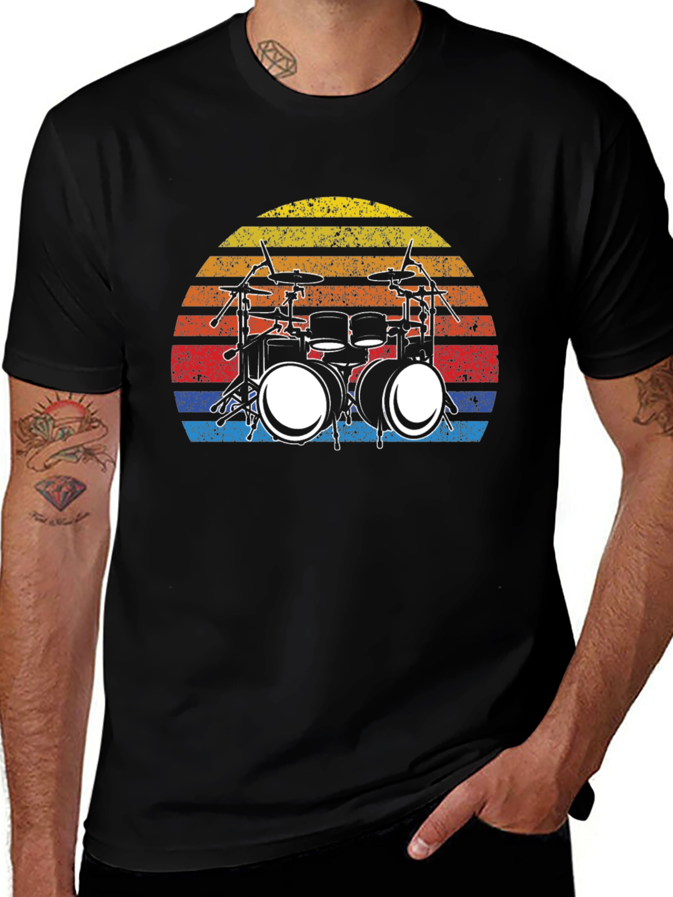 Drum Set Sunset Graphic T-Shirt