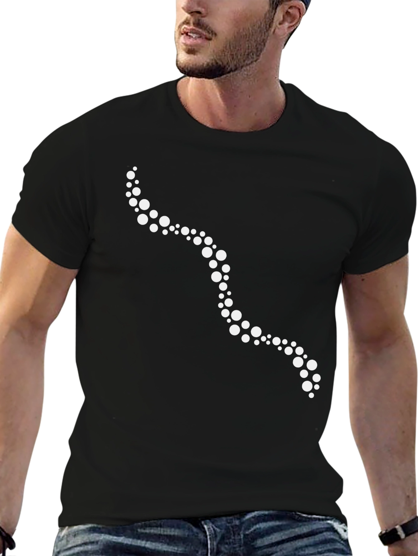Abstract Dot Pattern Black T-Shirt