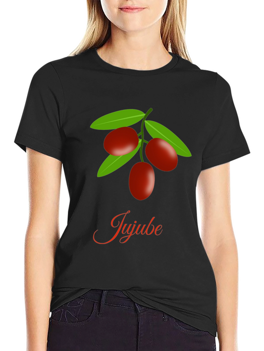 Jujube Fruit Graphic Black T-Shirt