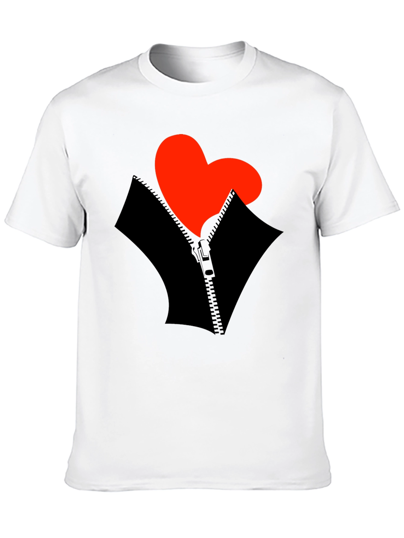 Heart Zipper Graphic Black T-Shirt