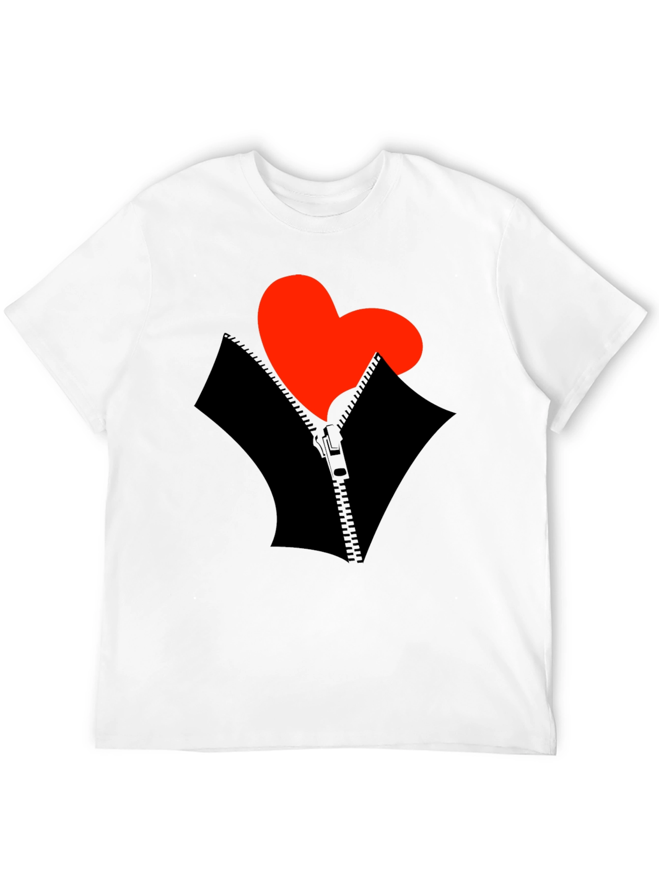Heart Zipper Graphic Black T-Shirt