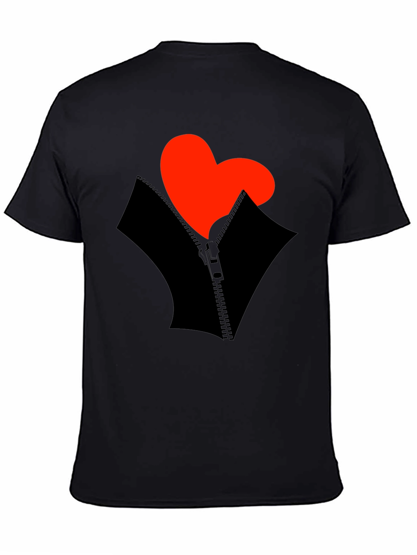 Heart Zipper Graphic Black T-Shirt
