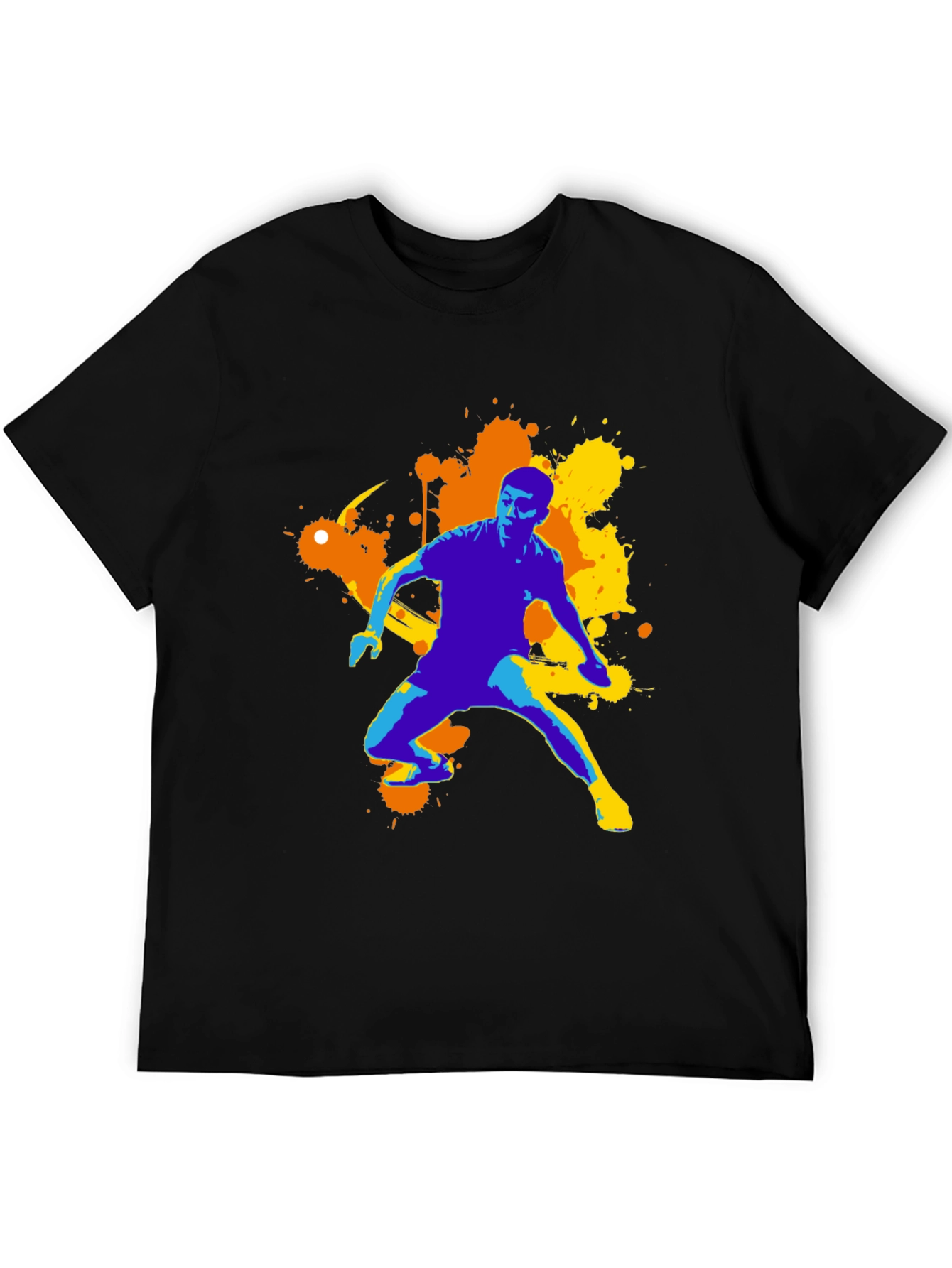 Abstract Athlete Graphic Tee - Black Cotton T-Shirt