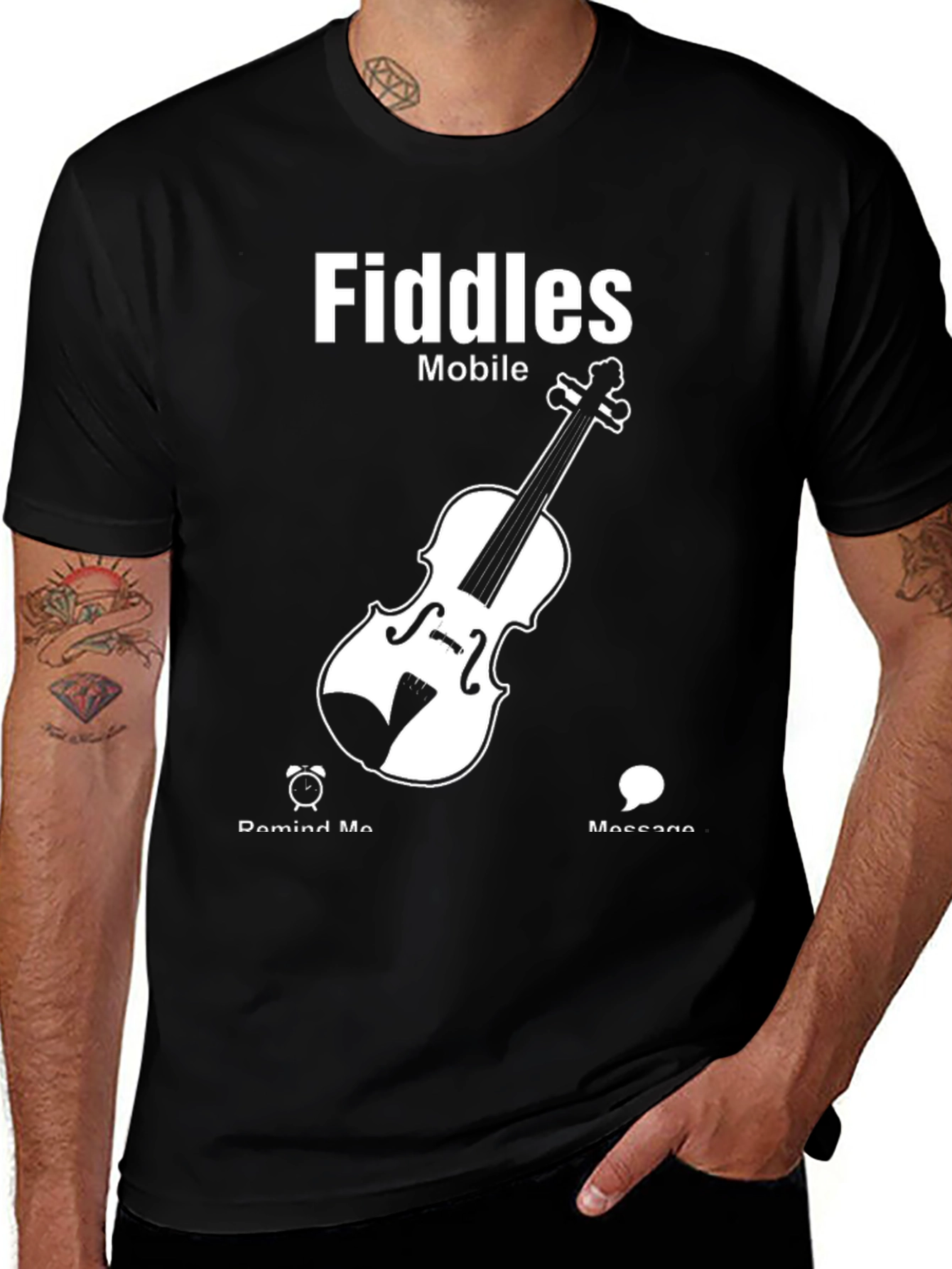 Fiddles Mobile Black T-Shirt Music Lover Tee