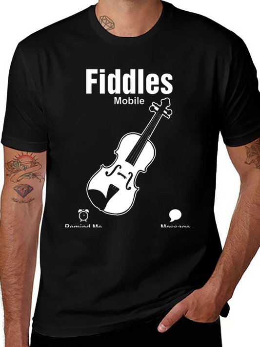 Fiddles Mobile Black T-Shirt Music Lover Tee