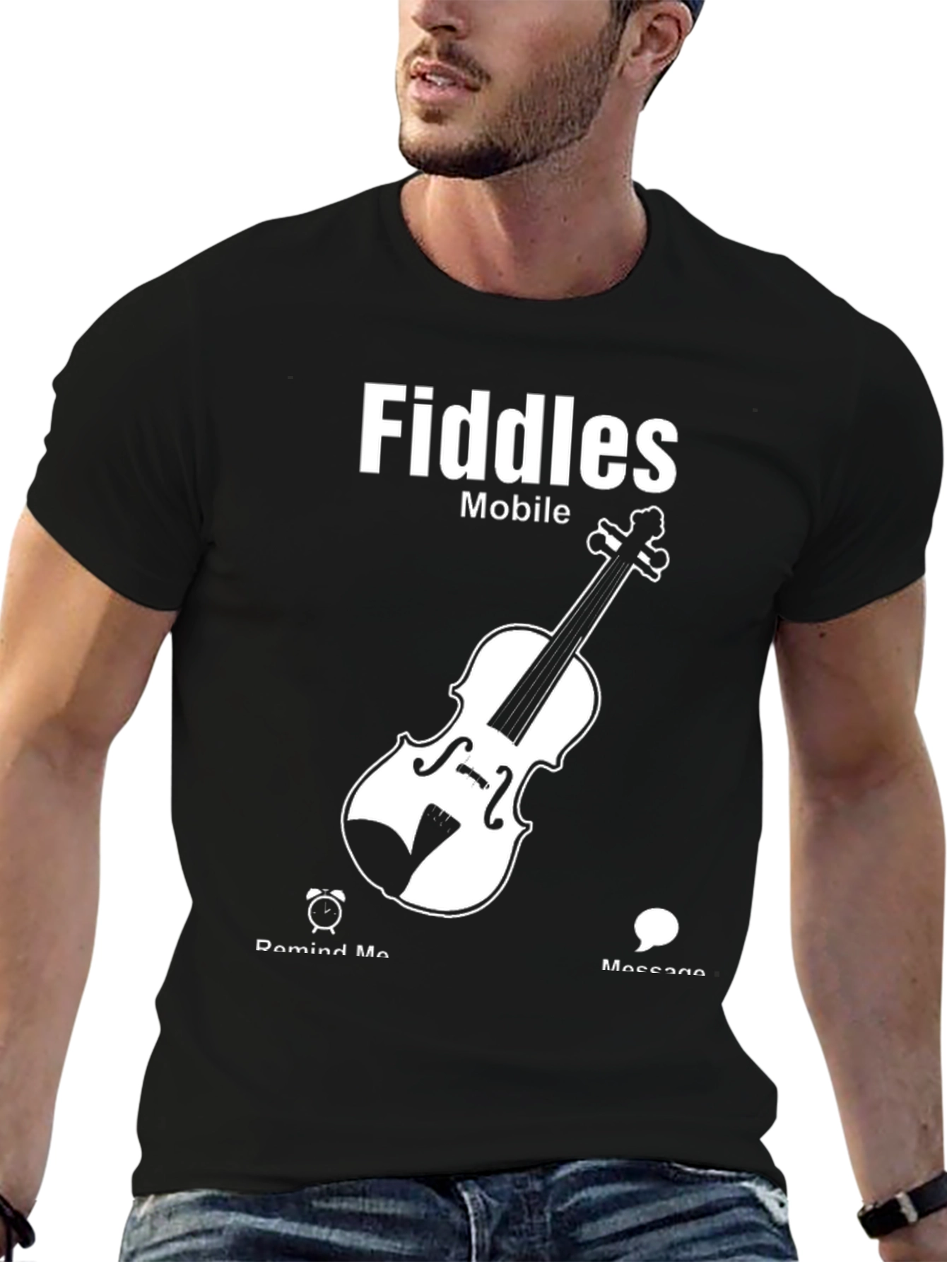 Fiddles Mobile Black T-Shirt Music Lover Tee